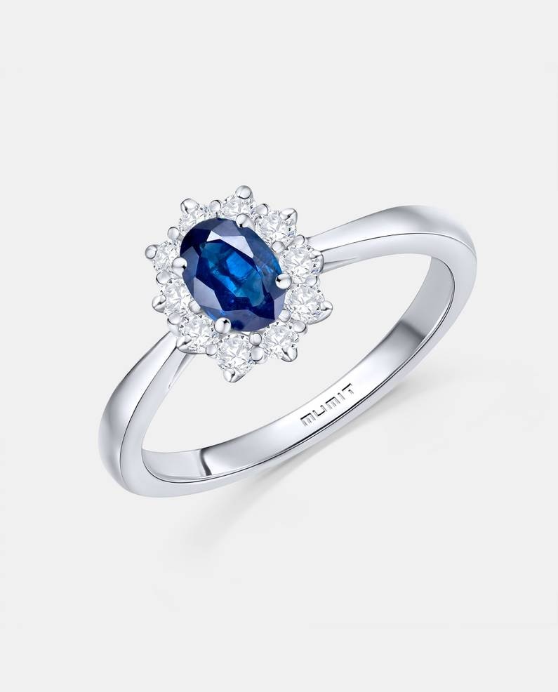 Imagen 3 de Anillo irem de zafiro y diamantes de 0,30 cts en oro blanco de 18 kt - MUMIT - Zafiro Zafiro