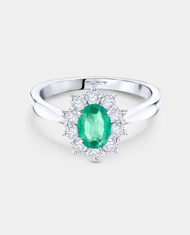 Imagen 1 de Anillo irem de esmeralda y diamantes de 0,50 cts en oro blanco de 18 kt Esmeralda