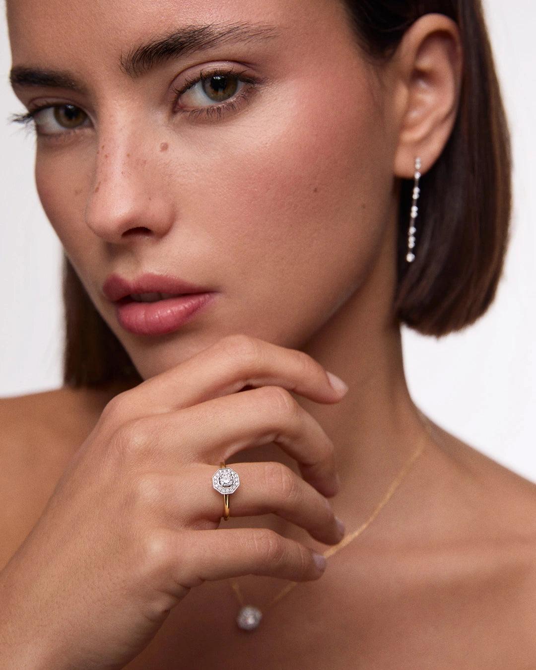 Imagen 3 de Sortija art deco belle de diamantes 0,43 cts. en oro blanco y amarillo de 18 kt - MUMIT - Plata Plata