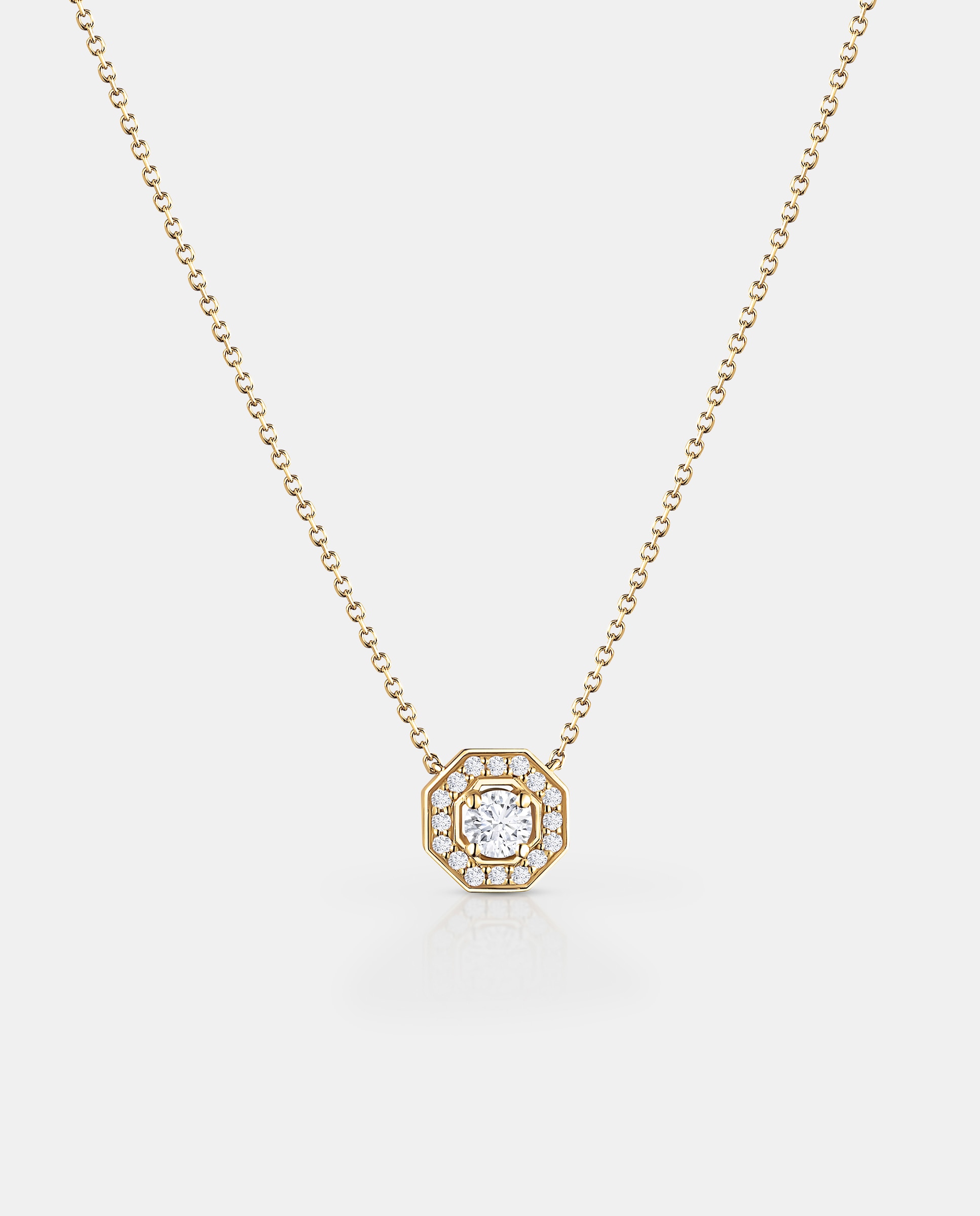 Imagen 0 de Cadena con colgante art deco belle de diamantes en oro amarillo de 18 kt Blanco