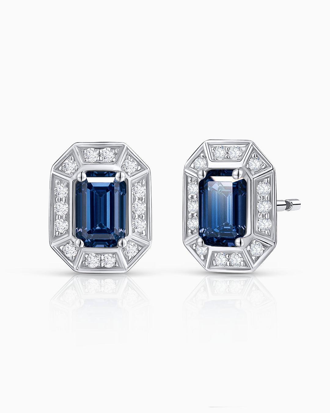 Imagen 1 de Pendientes art deco helen de zafiros y diamantes en oro blanco de 18 kt Azul