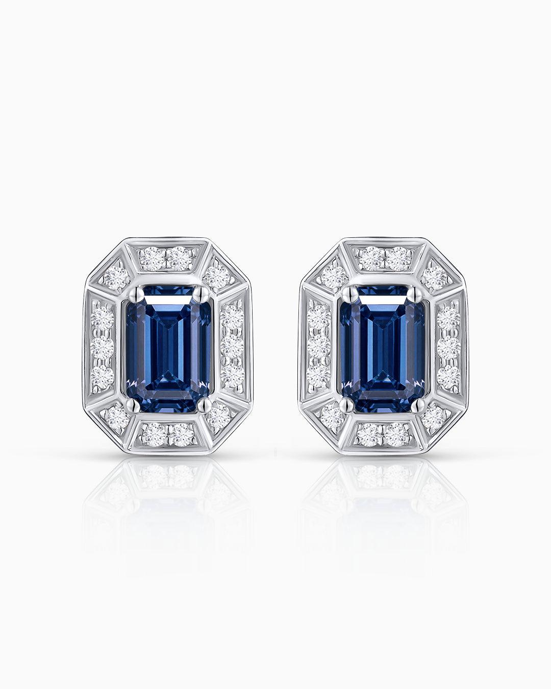Imagen 4 de Pendientes art deco helen de zafiros y diamantes en oro blanco de 18 kt - MUMIT - Azul Azul