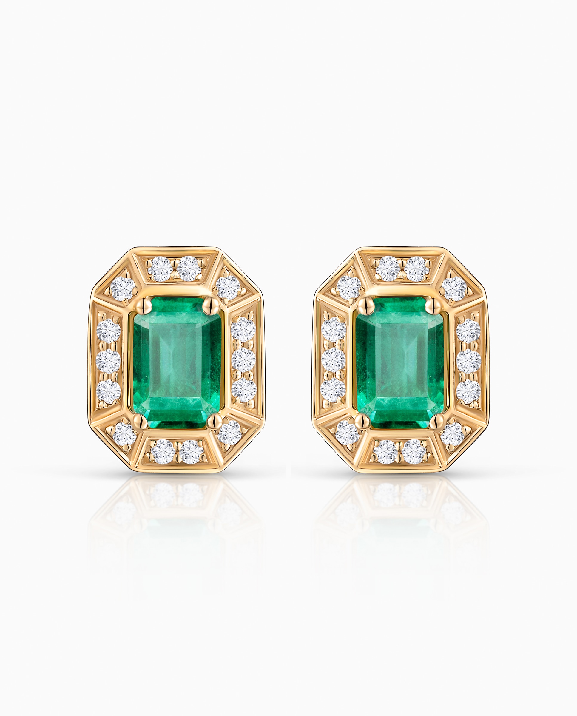 Imagen 0 de Pendientes art deco helen de esmeraldas y diamantes en oro amarillo de 18 kt Esmeralda
