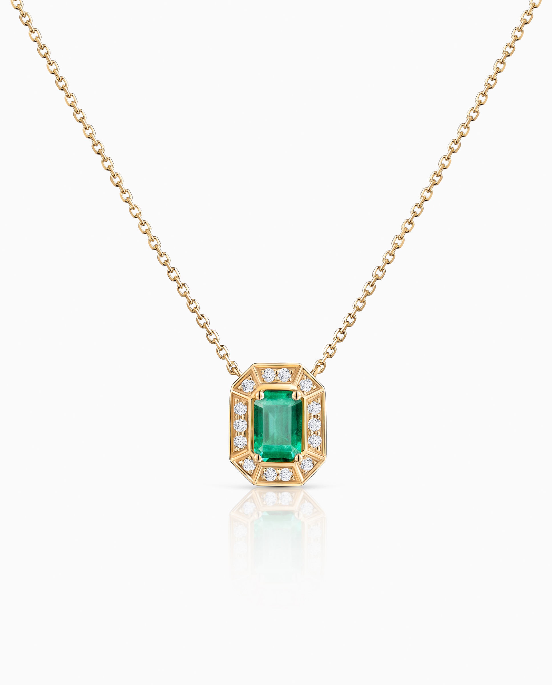 Imagen 0 de Cadena con colgante art deco helen de esmeralda y diamantes en oro amarillo de 18 kt Esmeralda
