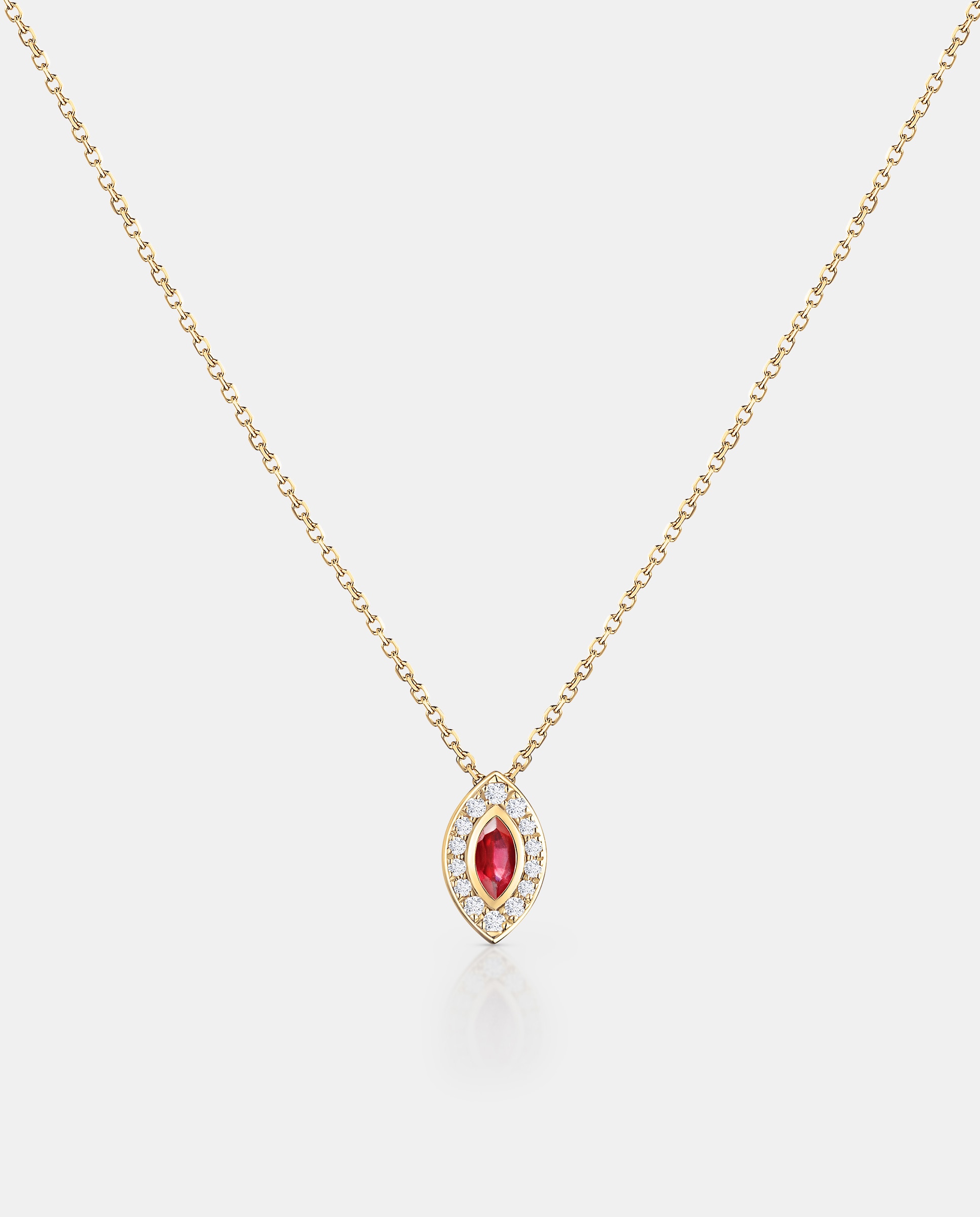 Imagen 0 de Cadena con colgante art deco cleo de rubí y diamantes en oro amarillo de 18 kt Rubí