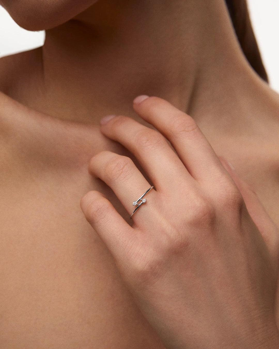 Sortija juno de diamantes en oro blanco de 18 kt - MUMIT - Plata Plata-2