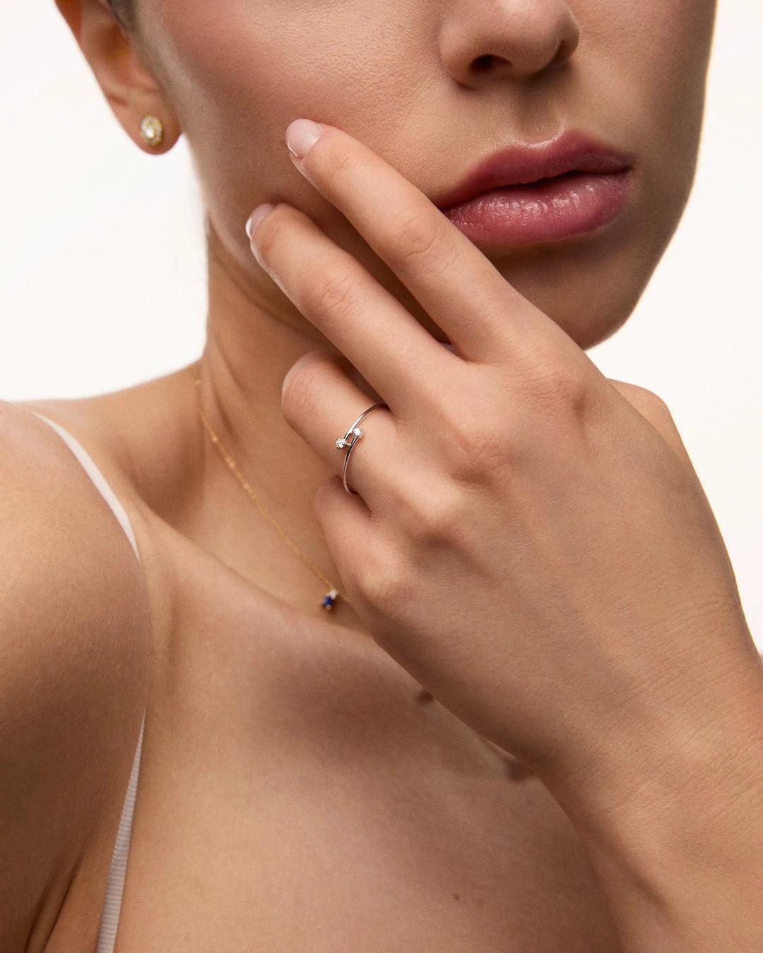 Sortija juno de diamantes en oro blanco de 18 kt - MUMIT - Plata Plata-3