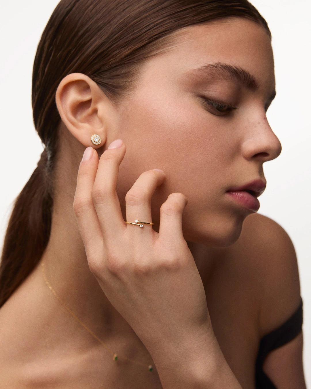 Sortija juno de diamantes en oro amarillo de 18 kt - MUMIT - Dorado Dorado-2