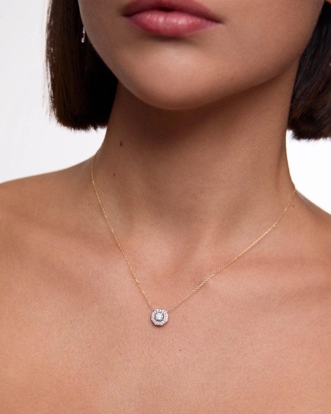 Imagen 2 de Gargantilla art deco belle de diamantes 0,43 cts. en oro blanco y amarillo de 18 kt - MUMIT - Plateado Plateado