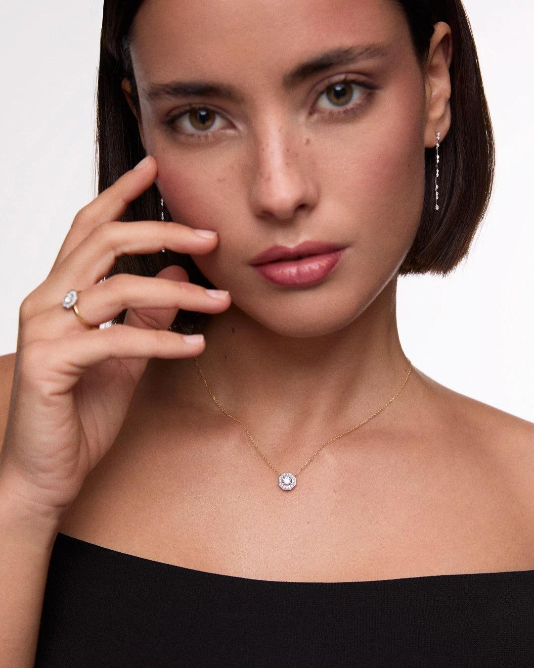 Imagen 3 de Gargantilla art deco belle de diamantes 0,43 cts. en oro blanco y amarillo de 18 kt - MUMIT - Plateado Plateado