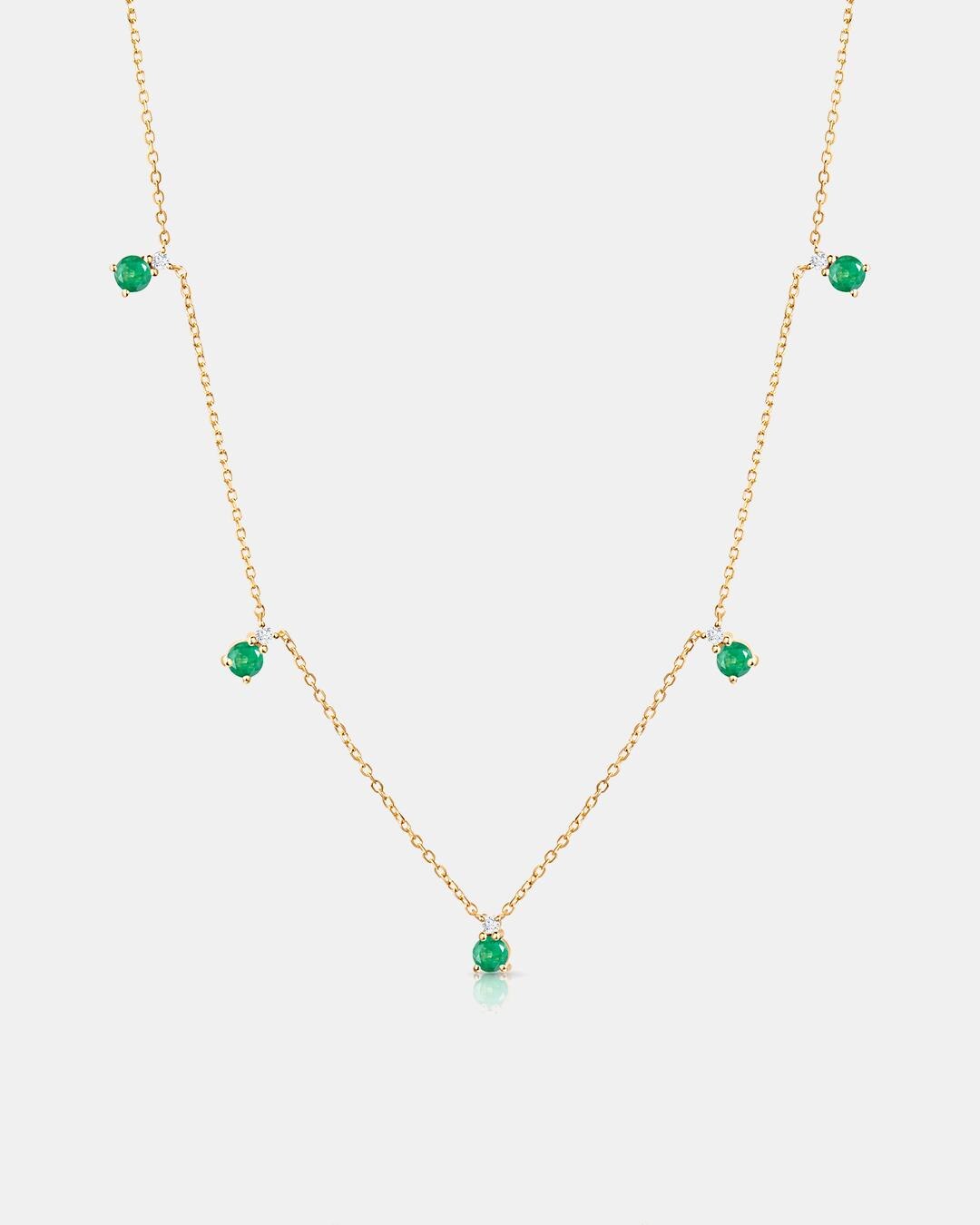 Gargantilla bonnie de esmeraldas y diamantes en oro amarillo de 18 kt - MUMIT - Verde Verde-1