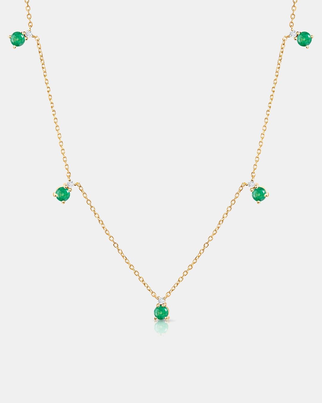 Gargantilla bonnie de esmeraldas y diamantes en oro amarillo de 18 kt - MUMIT - Verde Verde-4