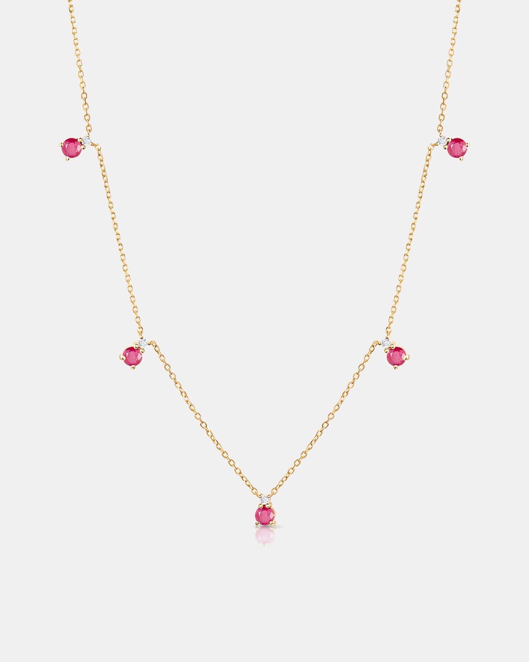 Gargantilla bonnie de rubíes y diamantes en oro amarillo de 18 kt - MUMIT - Rubí Rubí-1