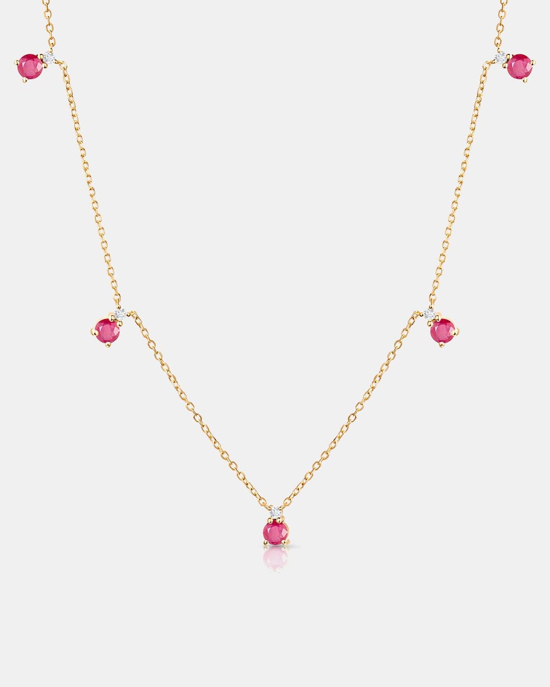 Gargantilla bonnie de rubíes y diamantes en oro amarillo de 18 kt - MUMIT - Rubí Rubí-4