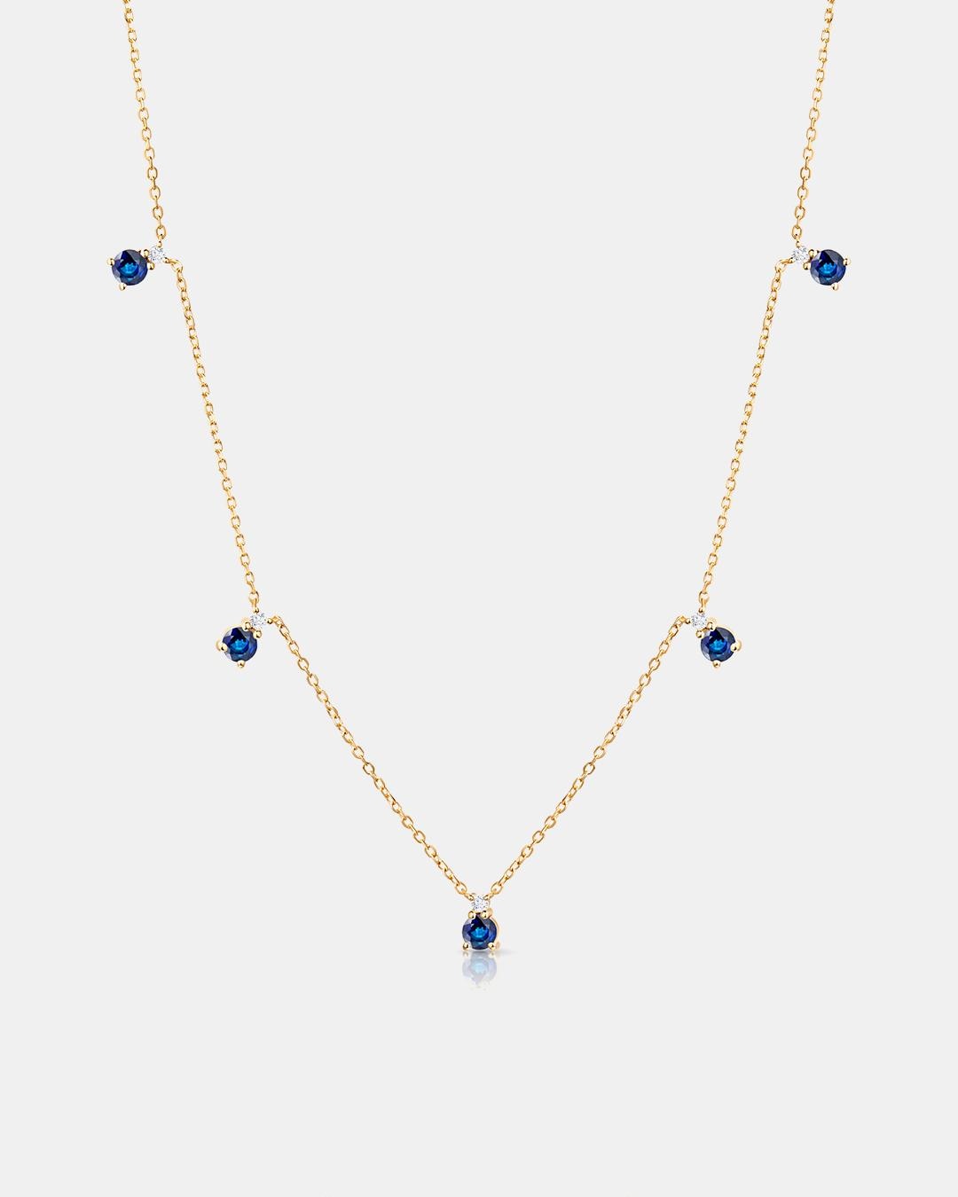 Gargantilla bonnie de zafiros y diamantes en oro amarillo de 18 kt - MUMIT - Azul Azul-1