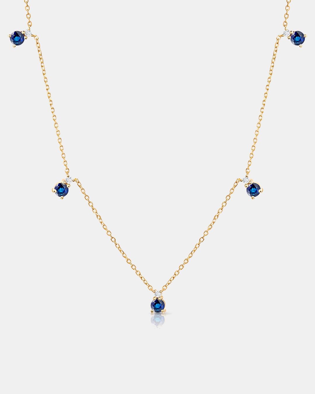 Gargantilla bonnie de zafiros y diamantes en oro amarillo de 18 kt - MUMIT - Azul Azul-4