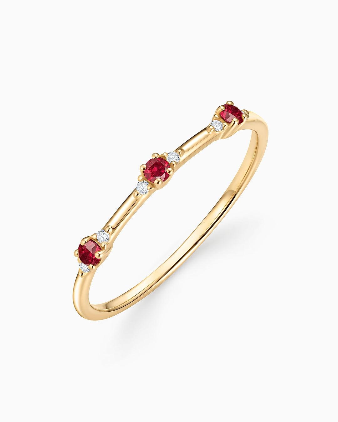 Sortija bonnie de rubíes y diamantes 0,05 cts. en oro amarillo de 18 kt - MUMIT - Rojo Rojo-2