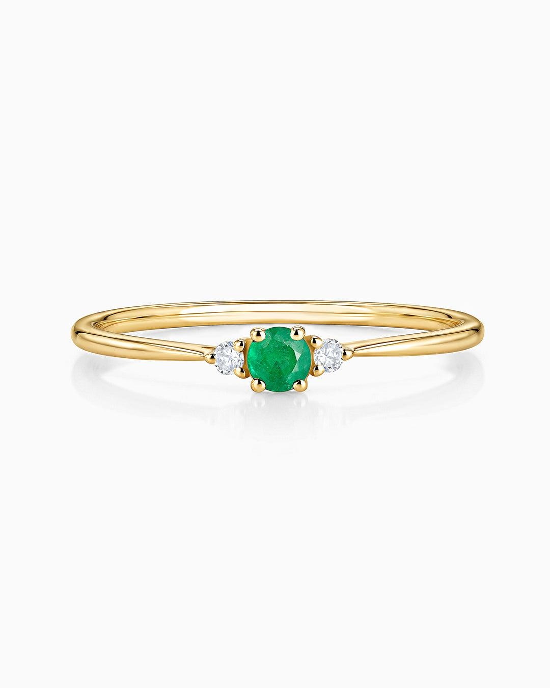 Imagen 1 de Sortija bonnie de esmeralda y diamantes en oro amarillo de 18 kt - MUMIT - Verde Verde