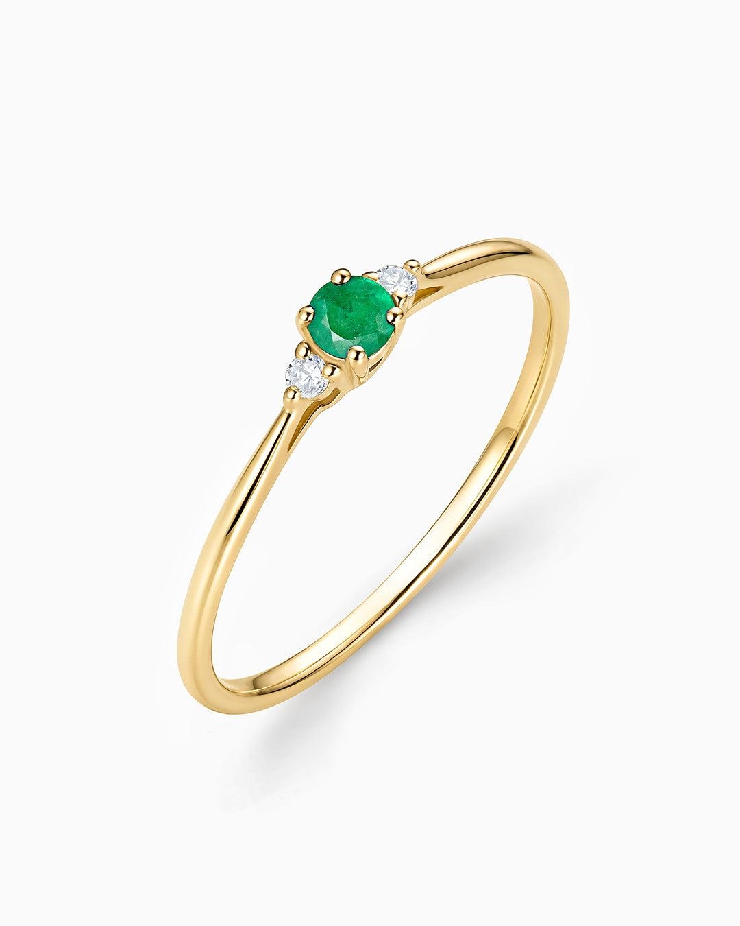 Imagen 2 de Sortija bonnie de esmeralda y diamantes en oro amarillo de 18 kt - MUMIT - Verde Verde