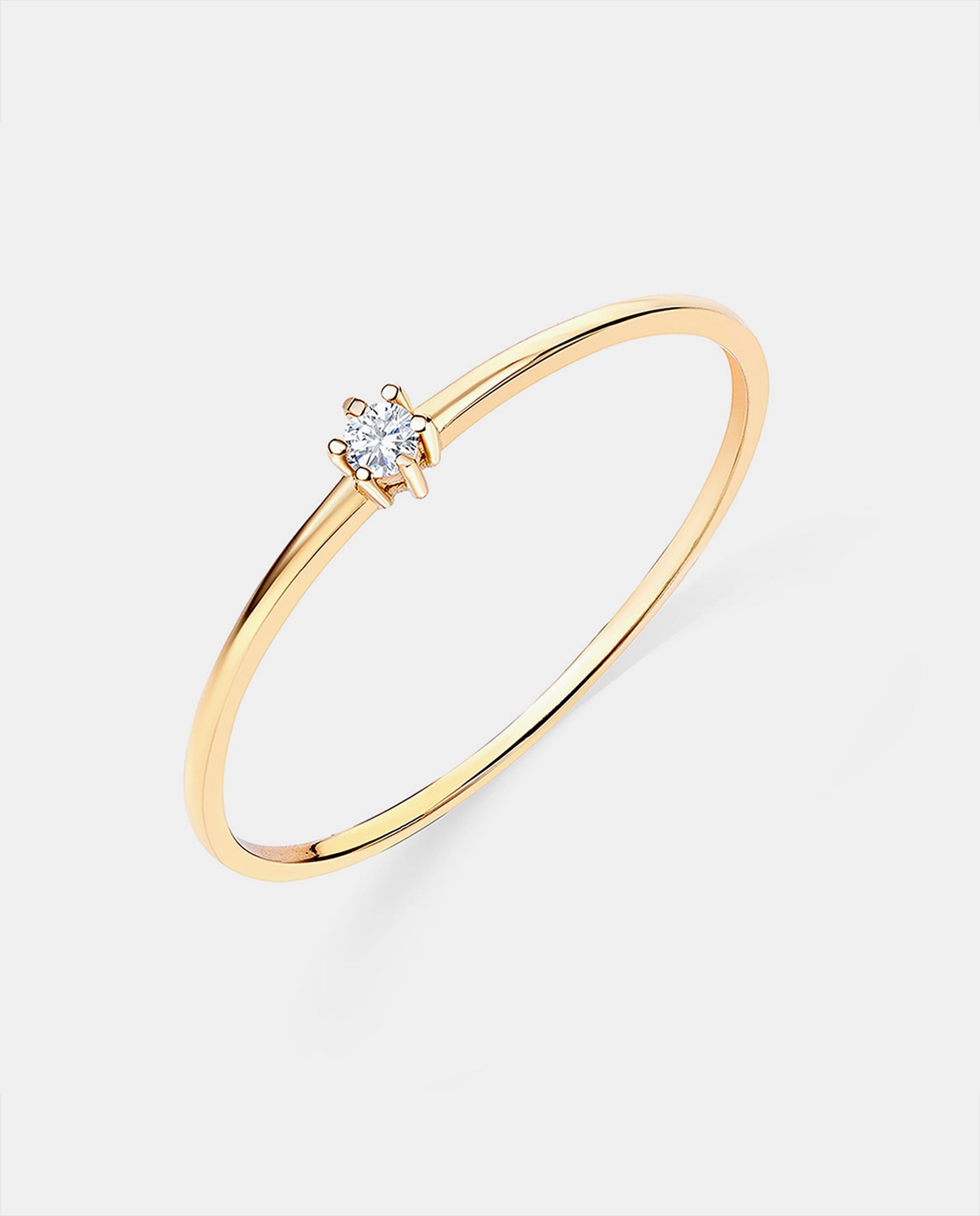 Anillo solitario petite diamonds en oro amarillo de 18 kt - MUMIT - Dorado Dorado-1