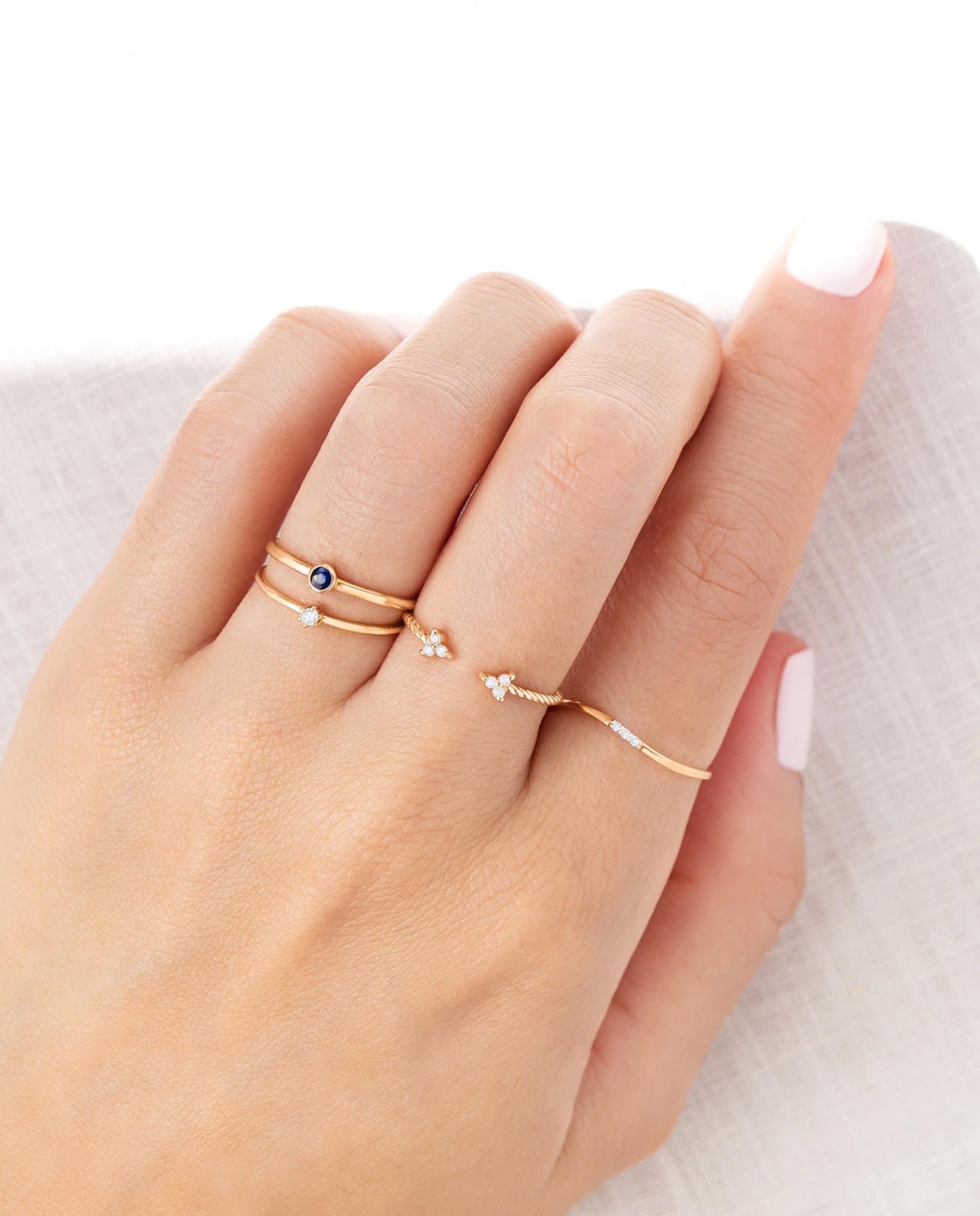 Anillo solitario petite diamonds en oro amarillo de 18 kt - MUMIT - Dorado Dorado-5