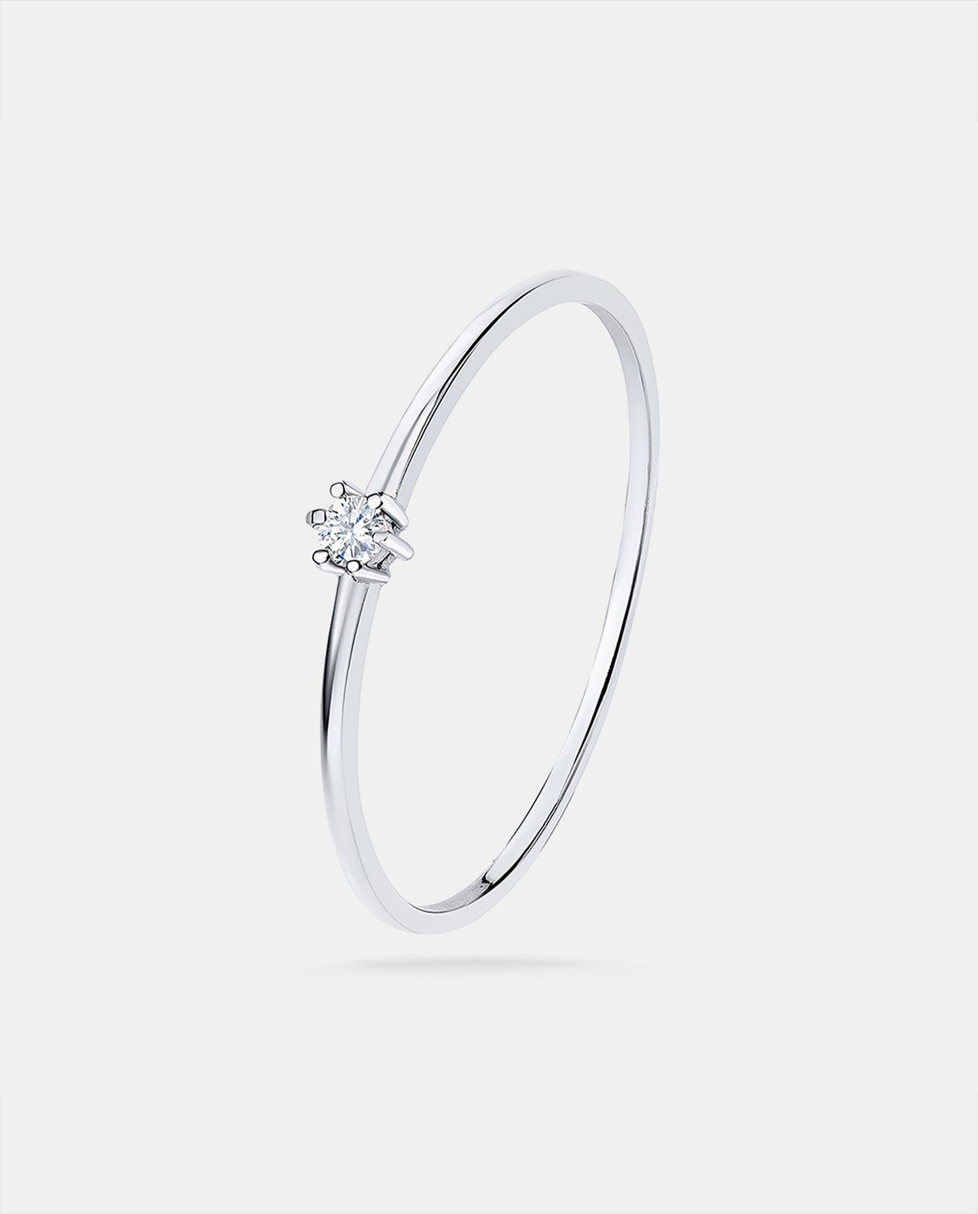Anillo de compromiso solitario petite diamonds en oro blanco de 18 kt - MUMIT - Plata Plata-1