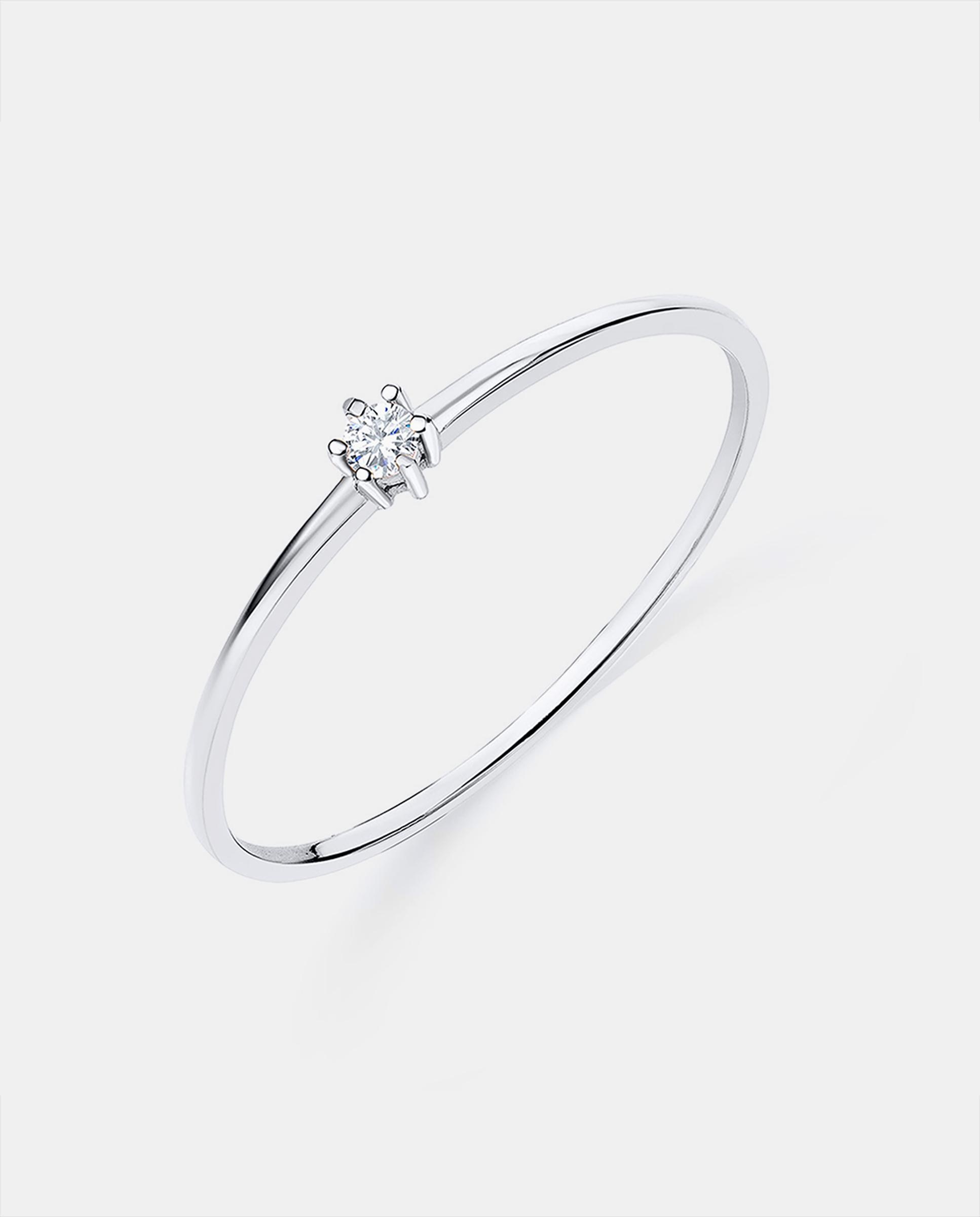 Anillo de compromiso solitario petite diamonds en oro blanco de 18 kt - MUMIT - Plata Plata-4