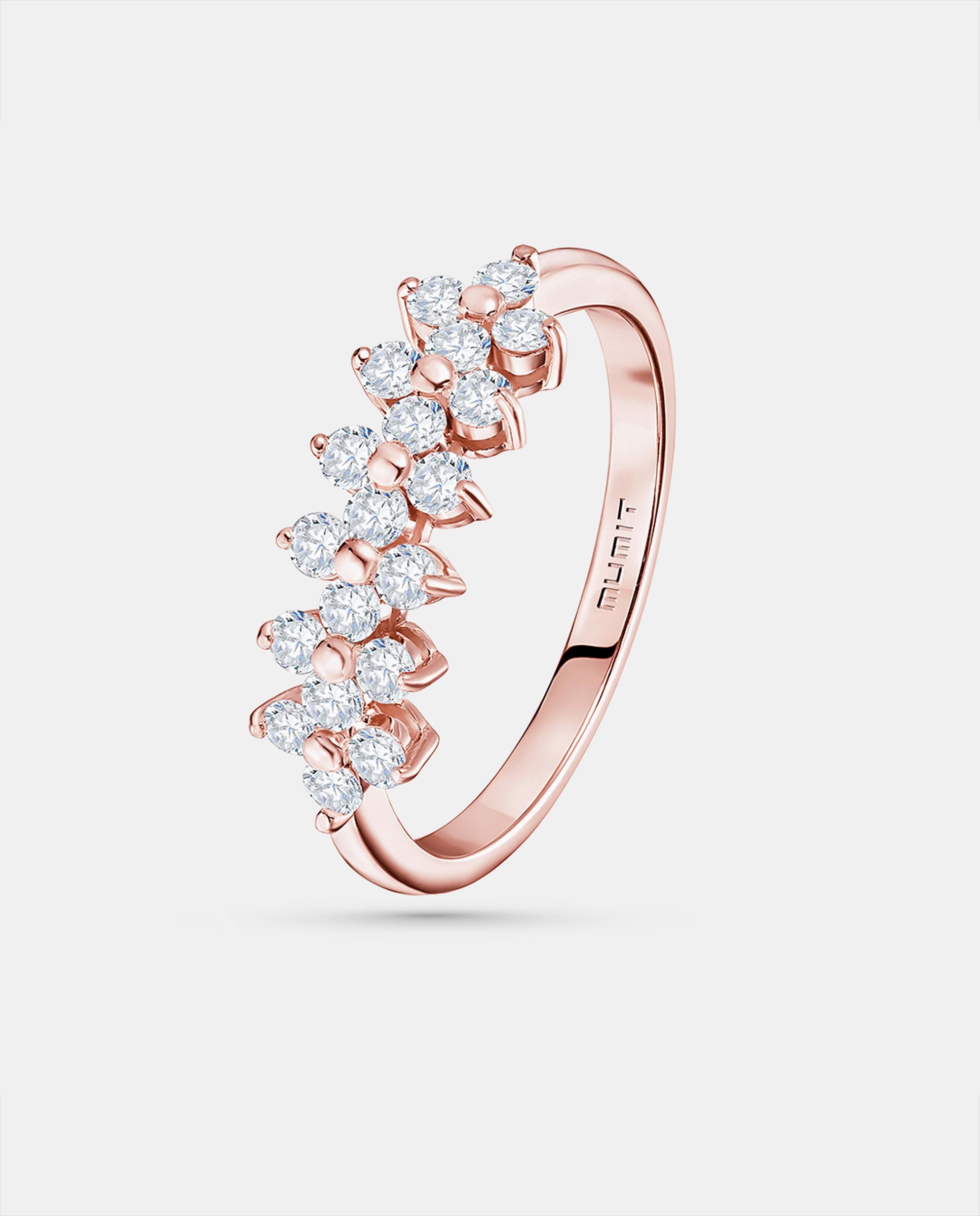 Sortija cross de diamantes en oro rosa de 18 kt - MUMIT - Dorado Dorado-4