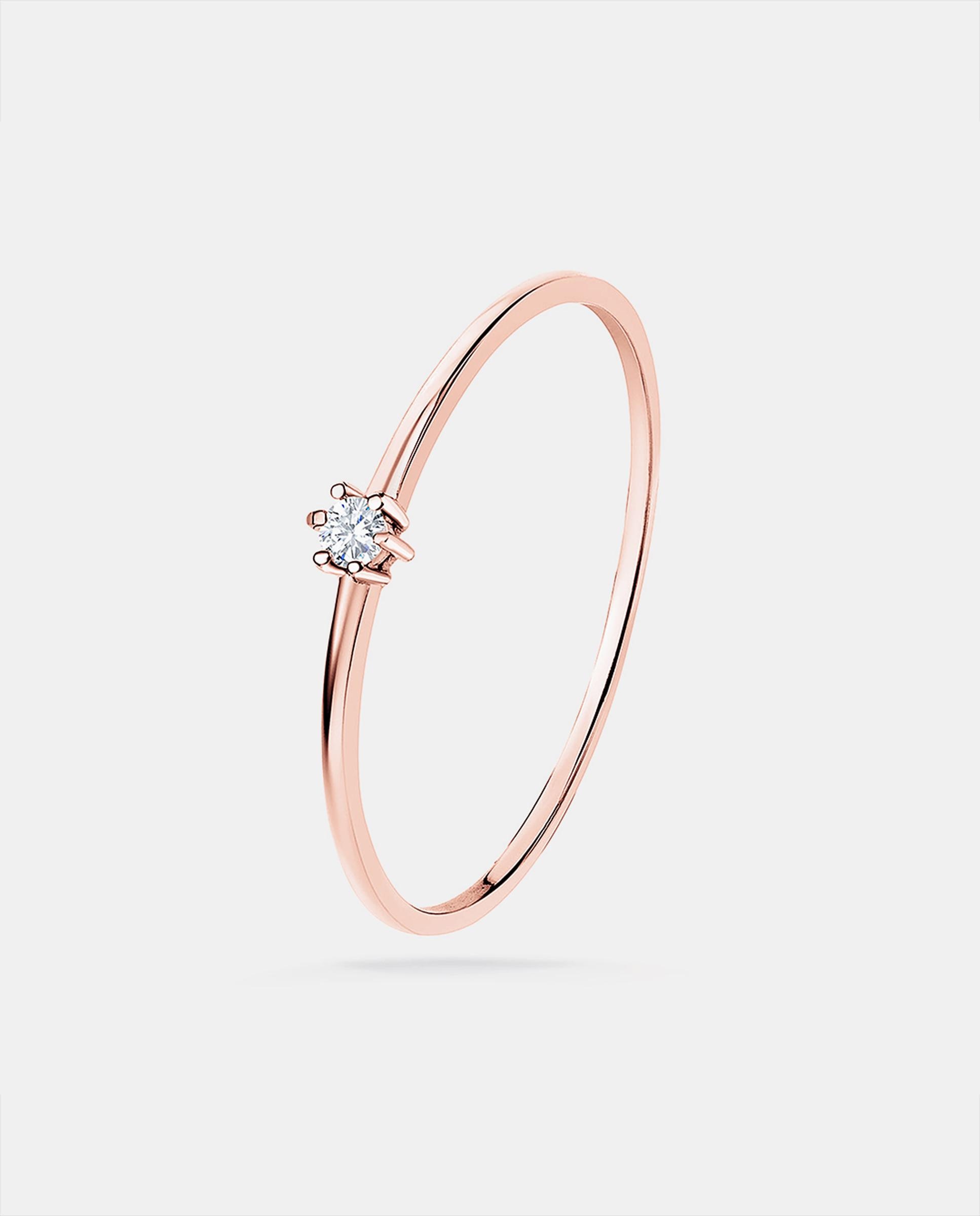 Anillo solitario petite diamonds en oro rosa de 18 kt - MUMIT - Dorado Dorado-4
