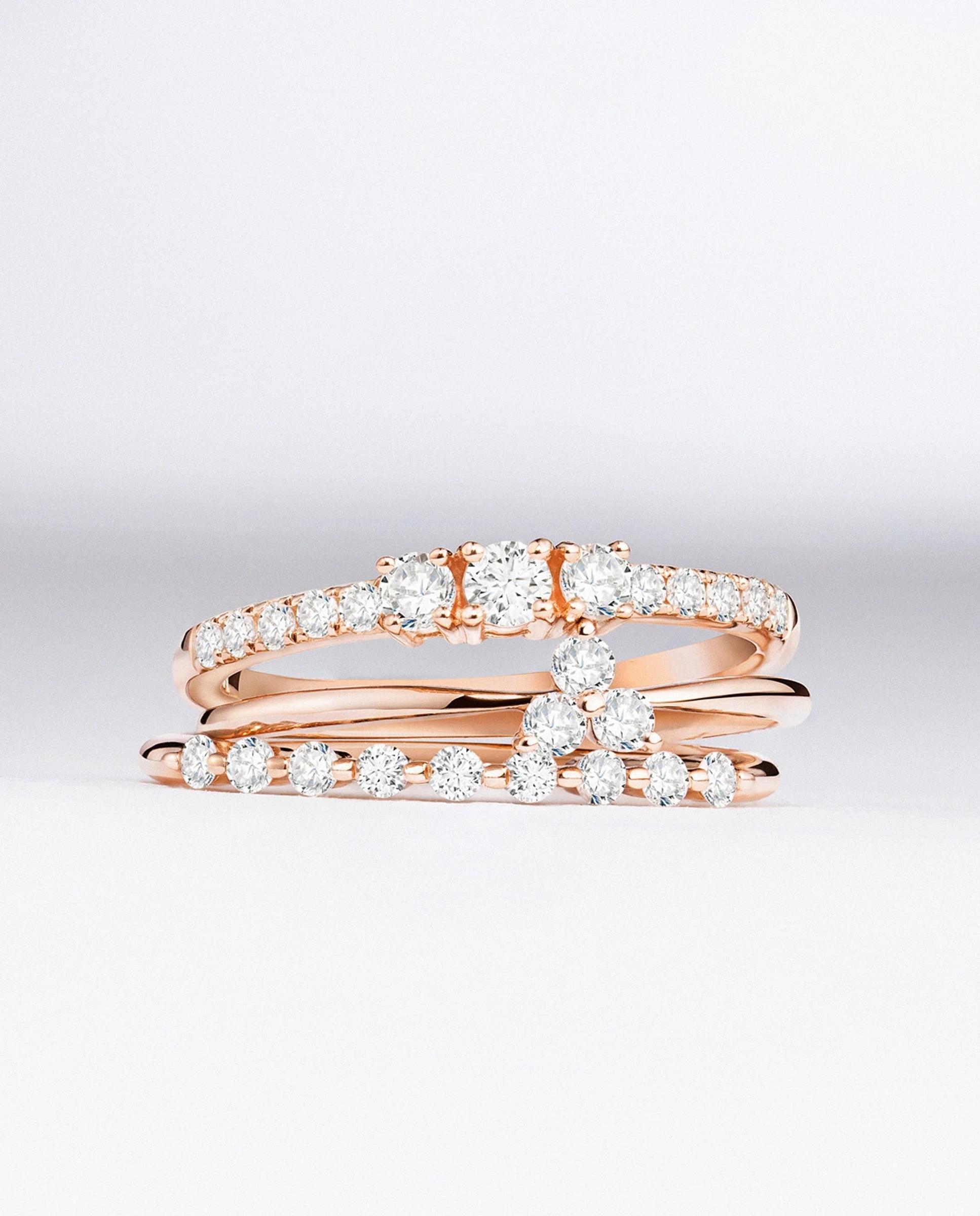 Imagen 1 de Sortija clover de diamantes en oro rosa de 18 kt - MUMIT - Dorado Dorado