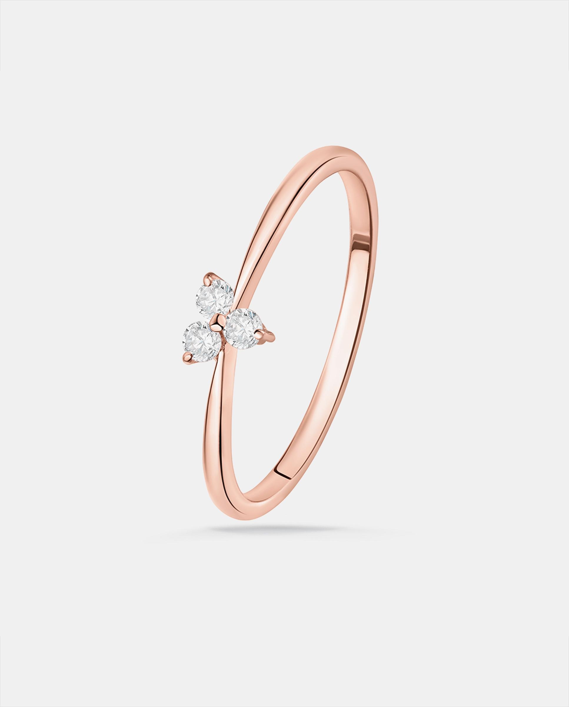 Imagen 2 de Sortija clover de diamantes en oro rosa de 18 kt - MUMIT - Dorado Dorado
