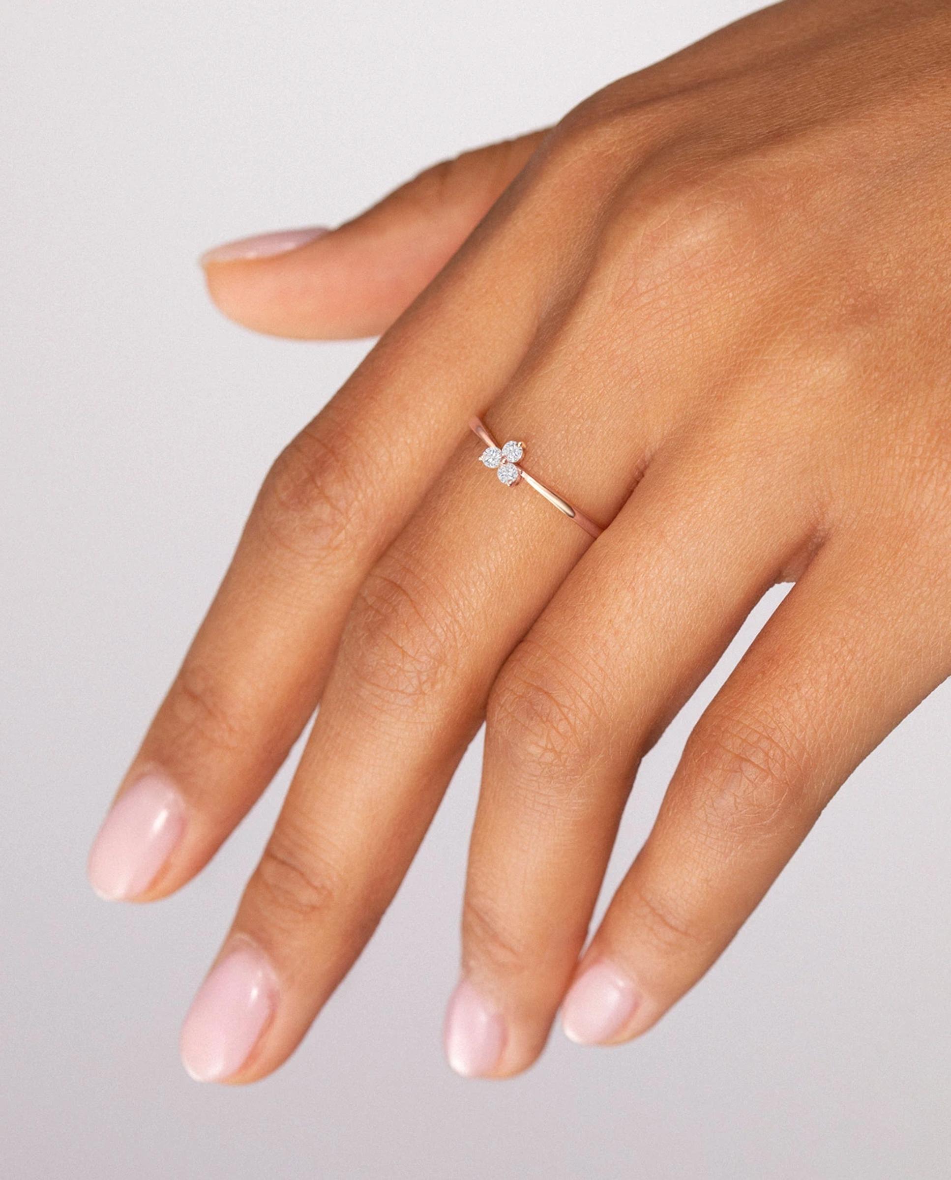 Imagen 4 de Sortija clover de diamantes en oro rosa de 18 kt - MUMIT - Dorado Dorado