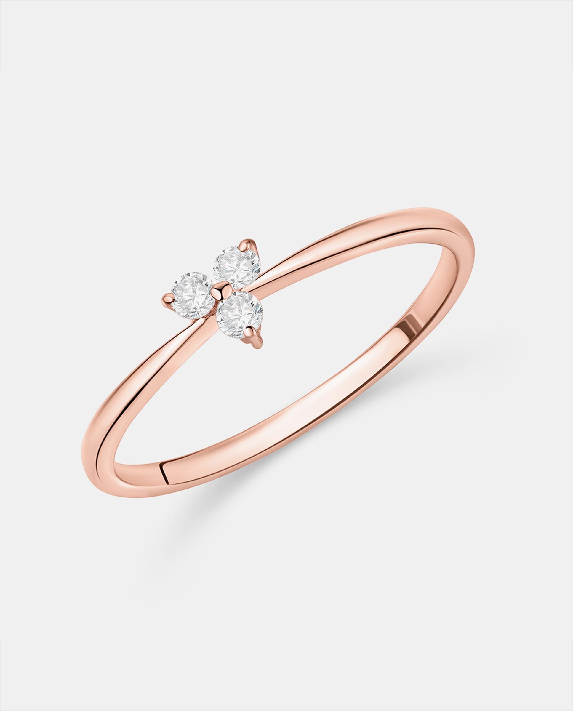Imagen 5 de Sortija clover de diamantes en oro rosa de 18 kt - MUMIT - Dorado Dorado