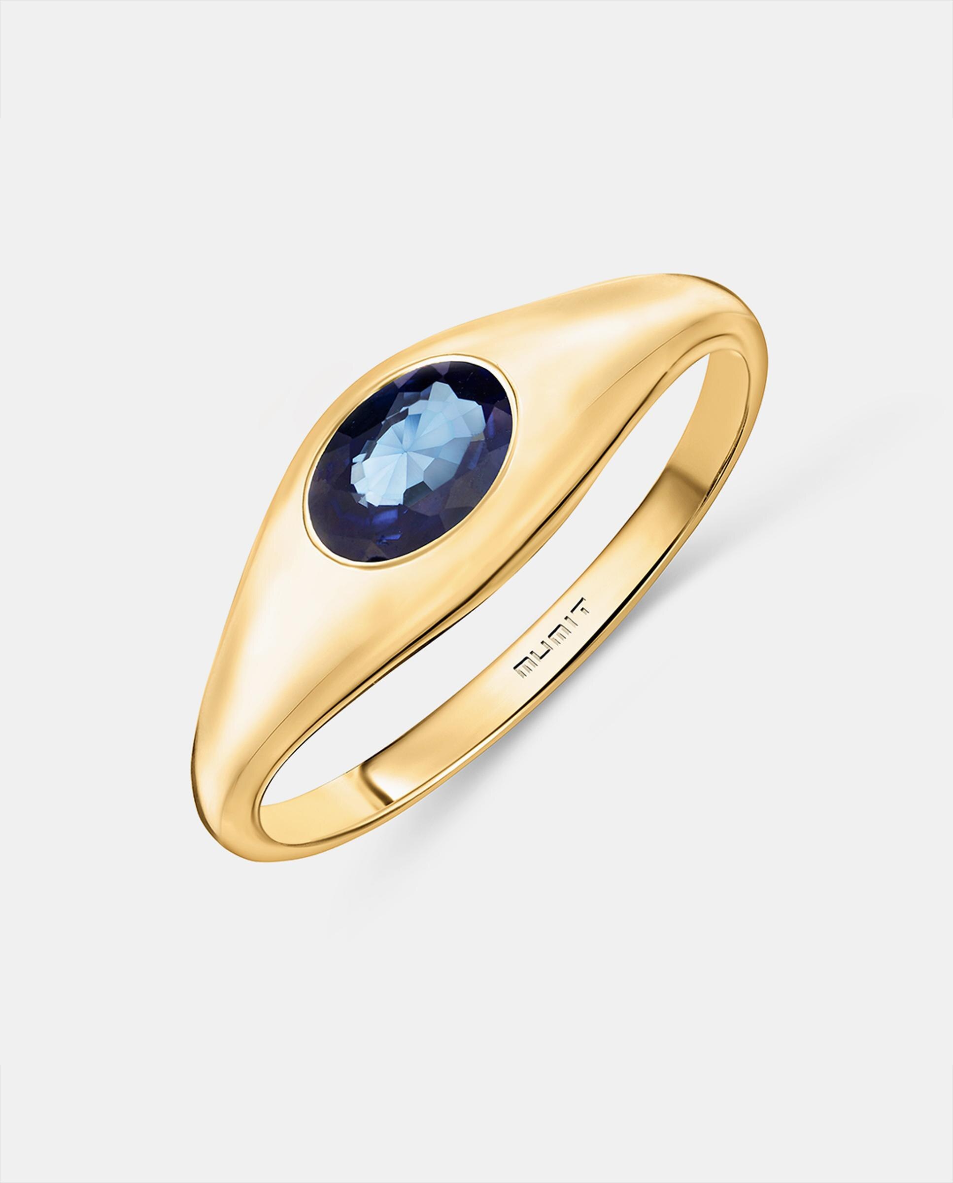 Imagen 1 de Sortija sello amar de zafiro oval en oro amarillo de 18 kt - MUMIT - Azul Azul