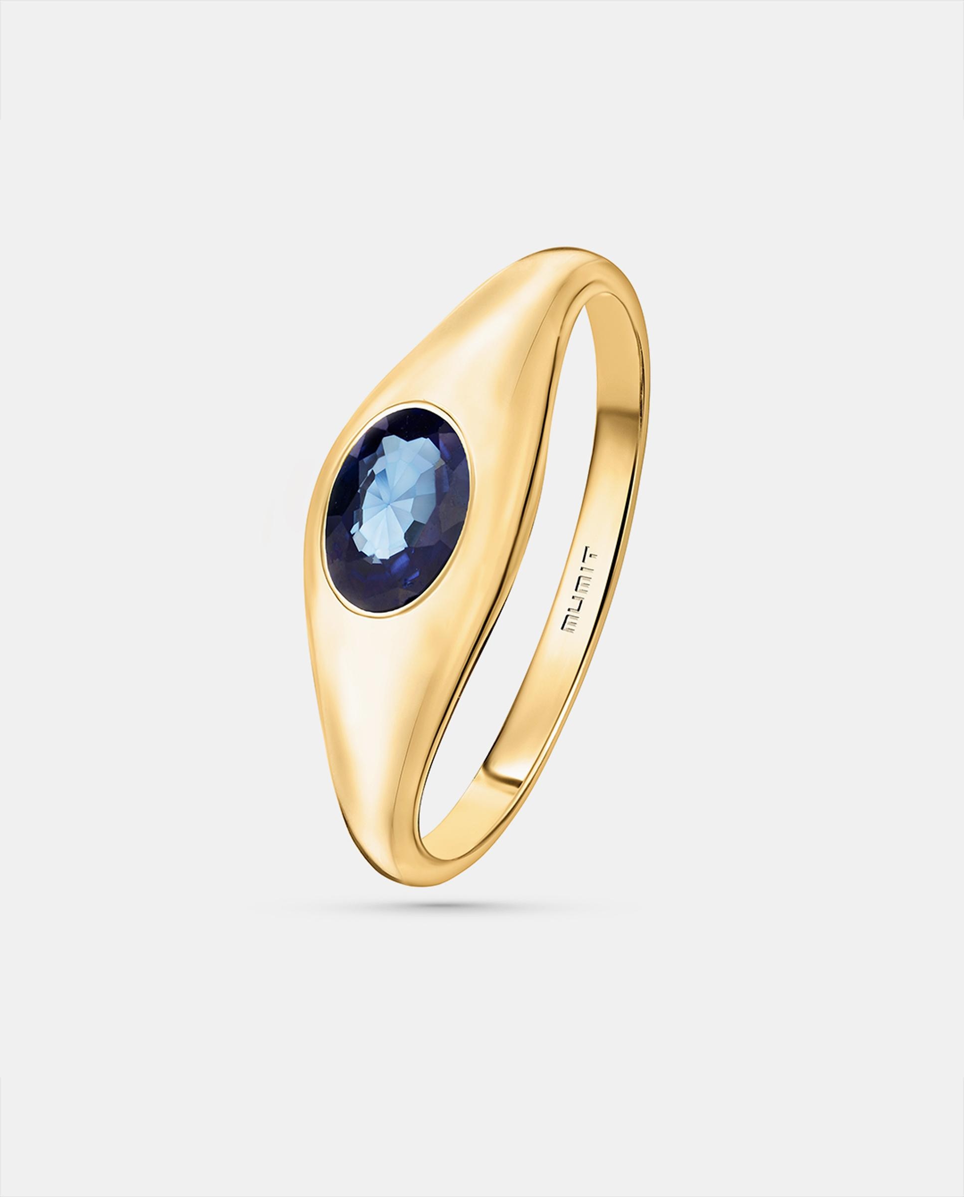 Imagen 4 de Sortija sello amar de zafiro oval en oro amarillo de 18 kt - MUMIT - Azul Azul