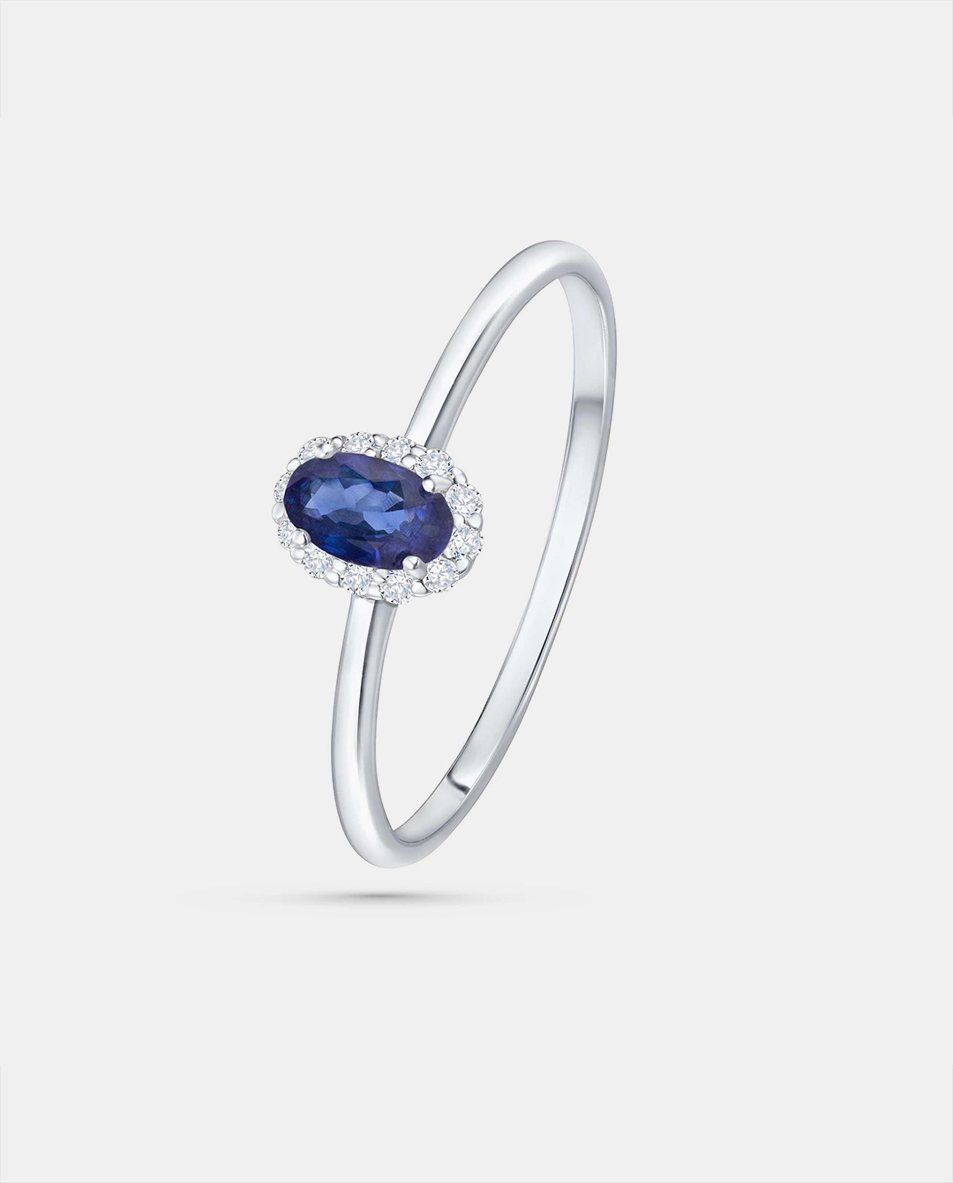 Sortija nina de zafiro y diamantes en oro blanco de 18 kt - MUMIT - Azul Azul-4