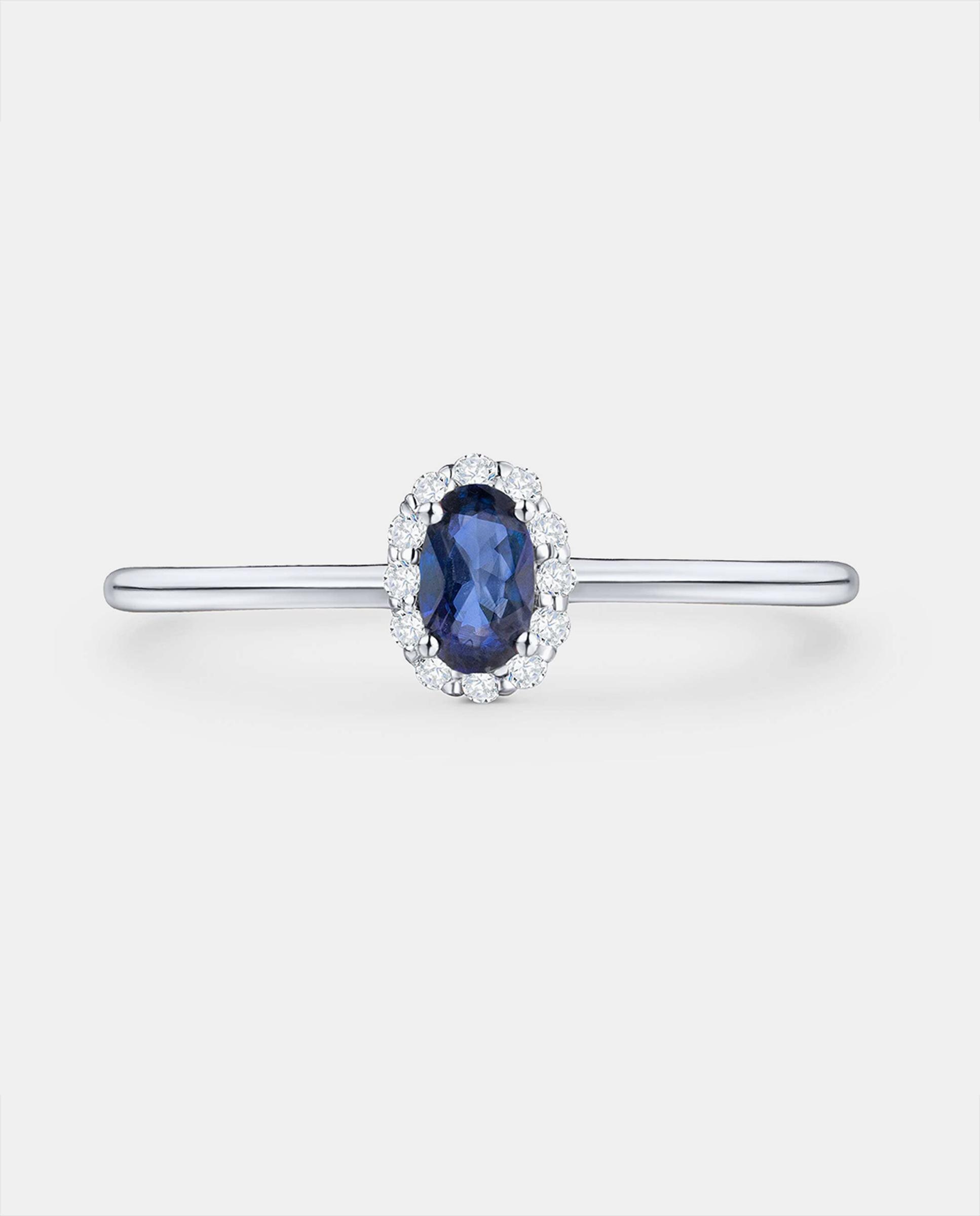 Sortija nina de zafiro y diamantes en oro blanco de 18 kt - MUMIT - Azul Azul-5