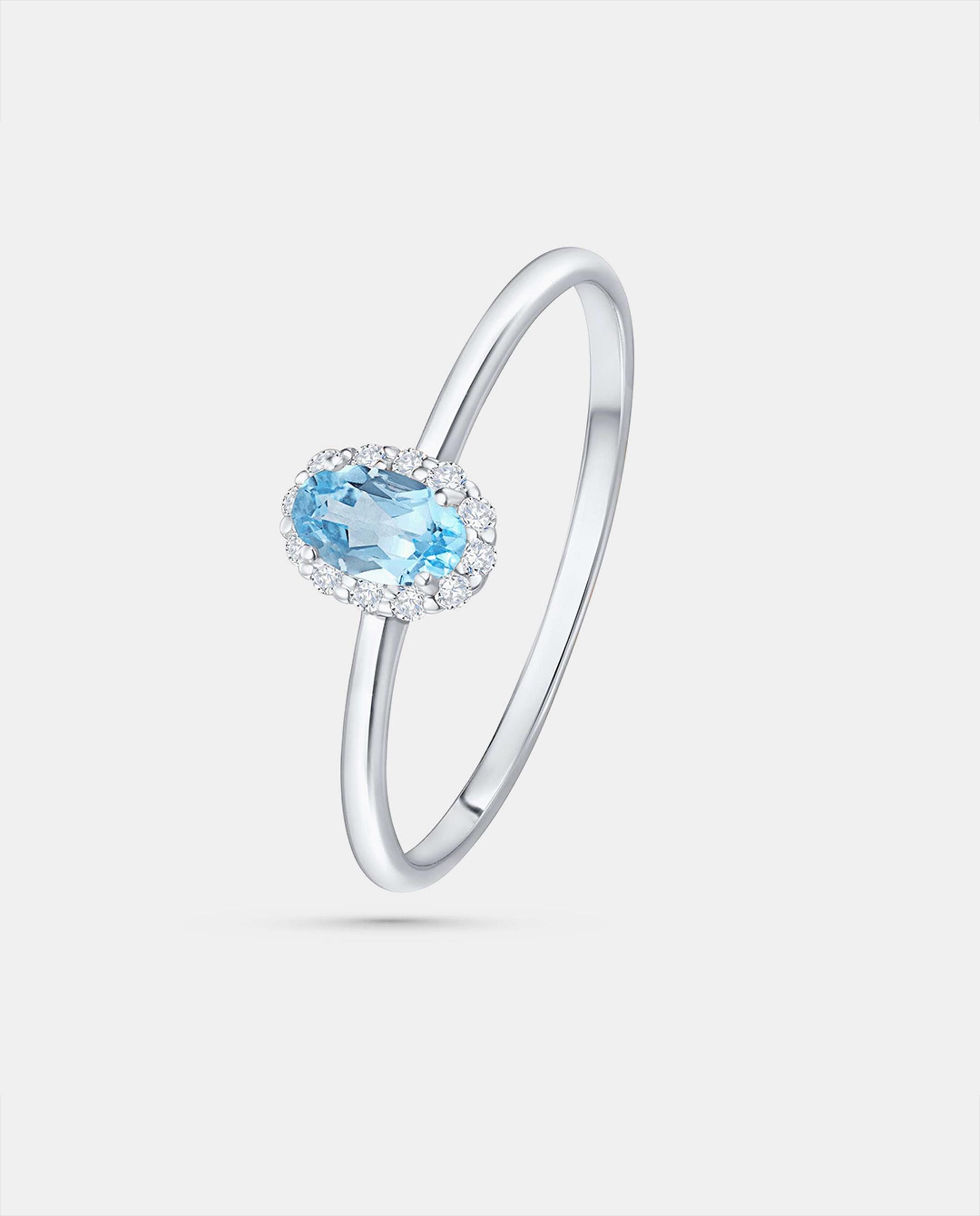 Imagen 1 de Sortija nina de aguamarina y diamantes en oro blanco de 18 kt - MUMIT - Azul Azul