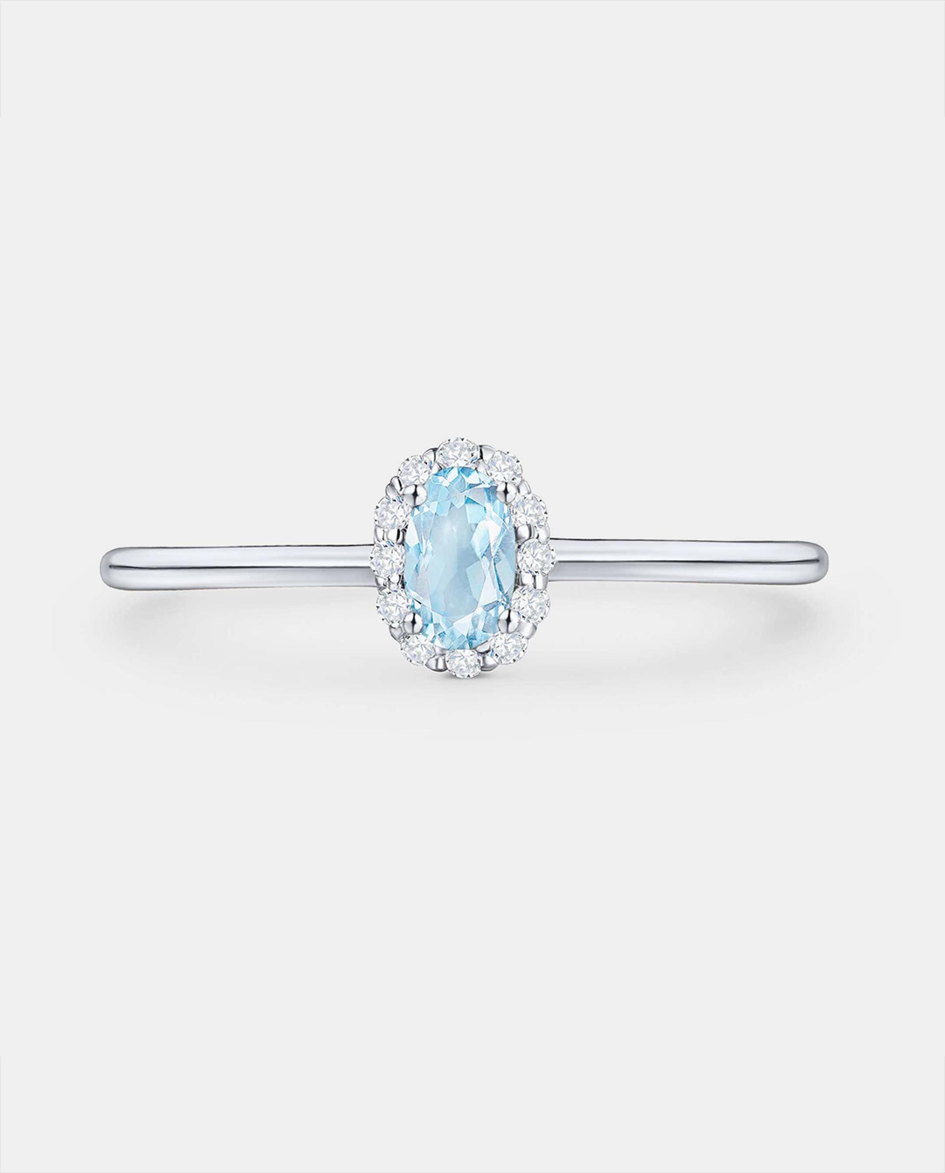 Imagen 3 de Sortija nina de aguamarina y diamantes en oro blanco de 18 kt - MUMIT - Azul Azul