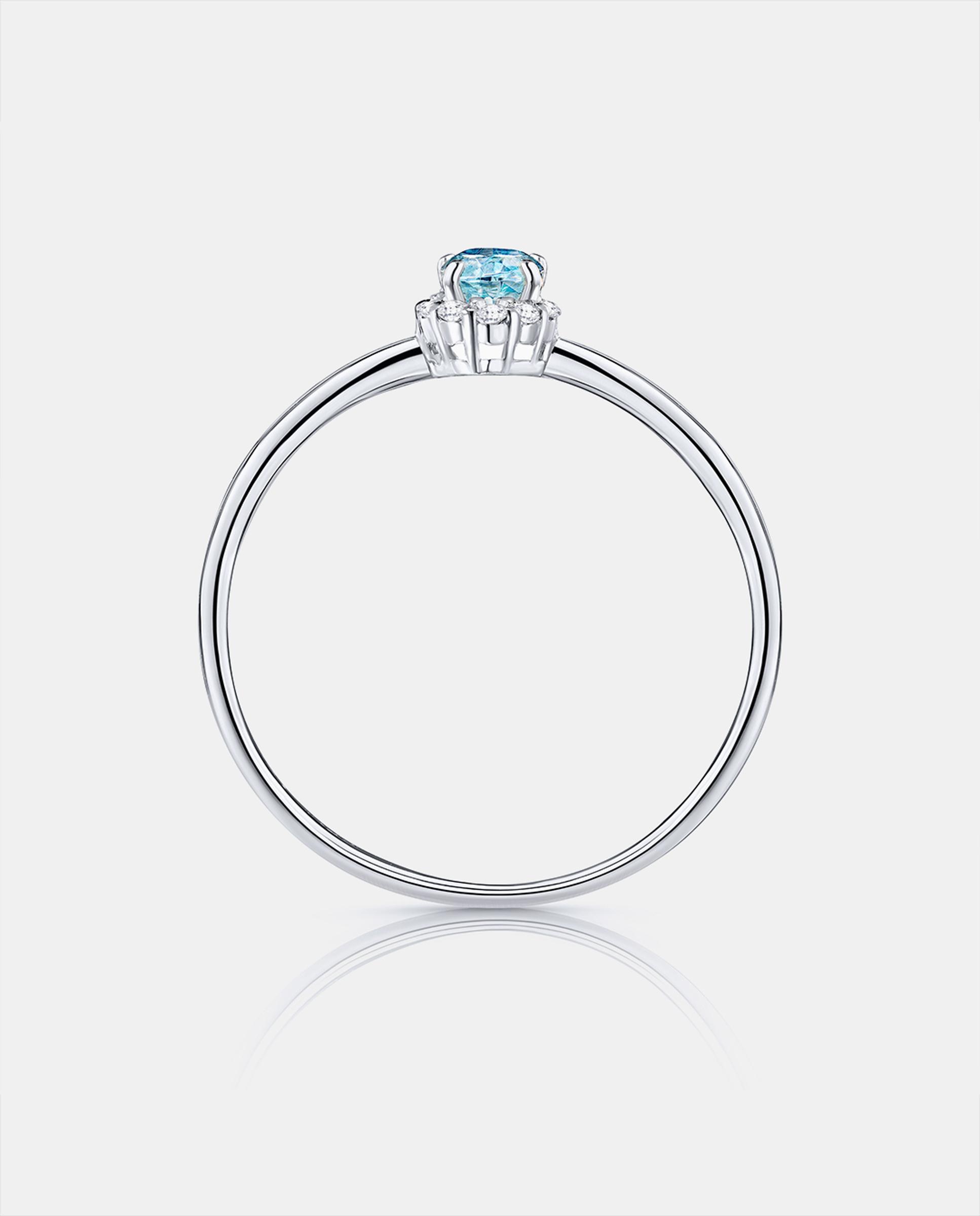 Imagen 4 de Sortija nina de aguamarina y diamantes en oro blanco de 18 kt - MUMIT - Azul Azul
