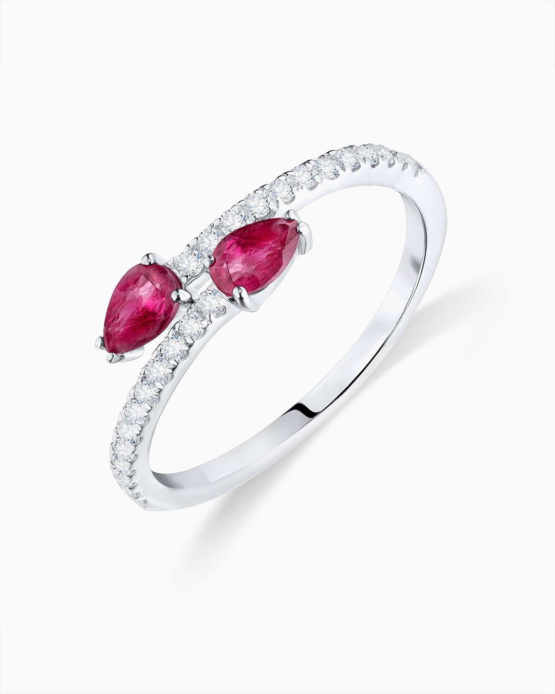 Imagen 0 de Sortija anabel de diamantes y rubíes en oro blanco de 18 kt Rojo