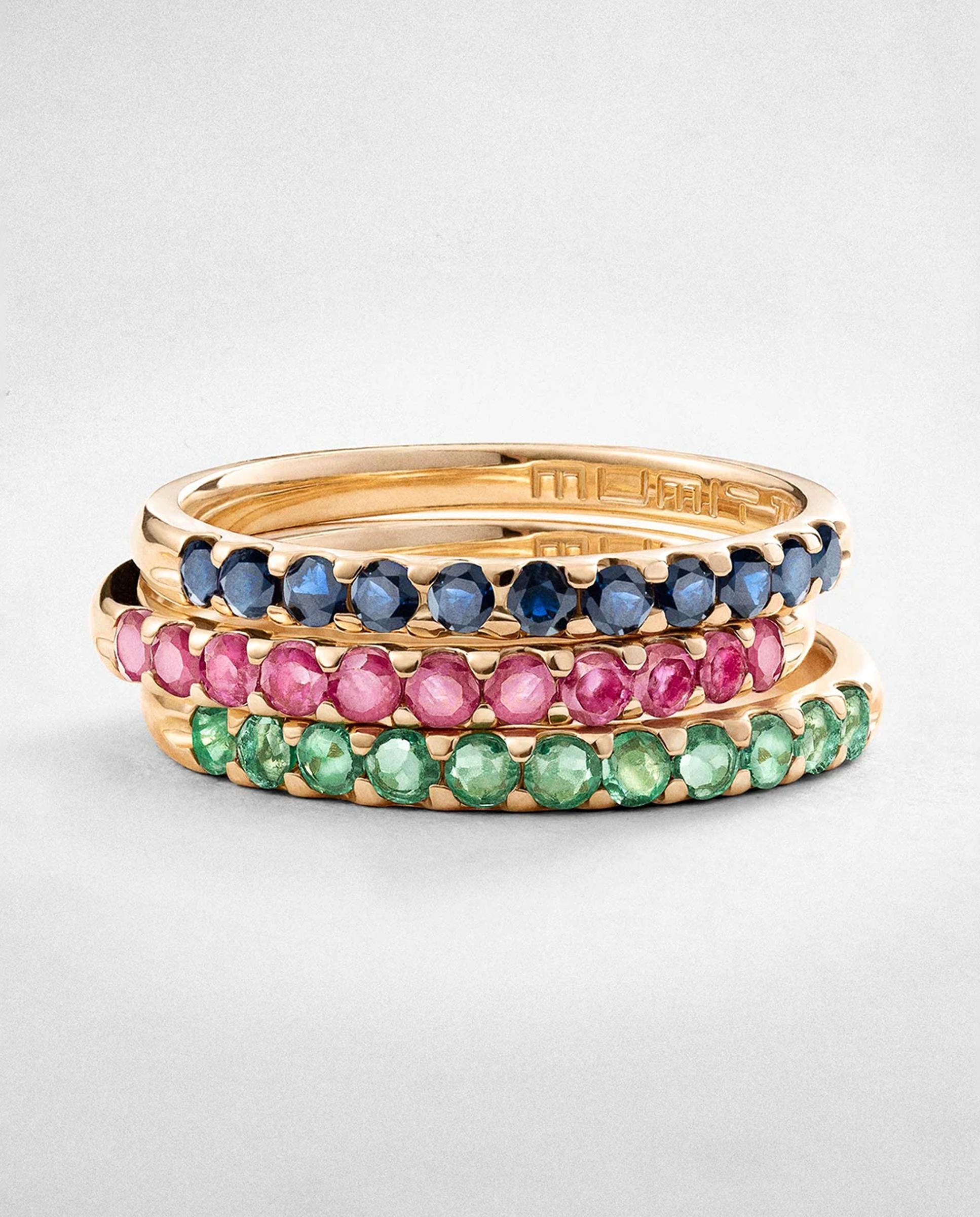 Sortija eternity colors bliss de zafiros en oro amarillo de 18 kt - MUMIT - Azul Azul-4