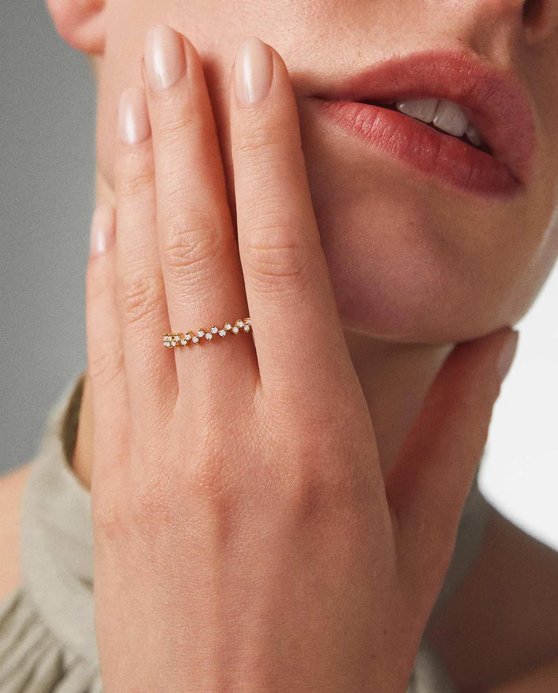 Sortija liv de diamantes en oro amarillo de 18 kt - MUMIT - Dorado Dorado-2