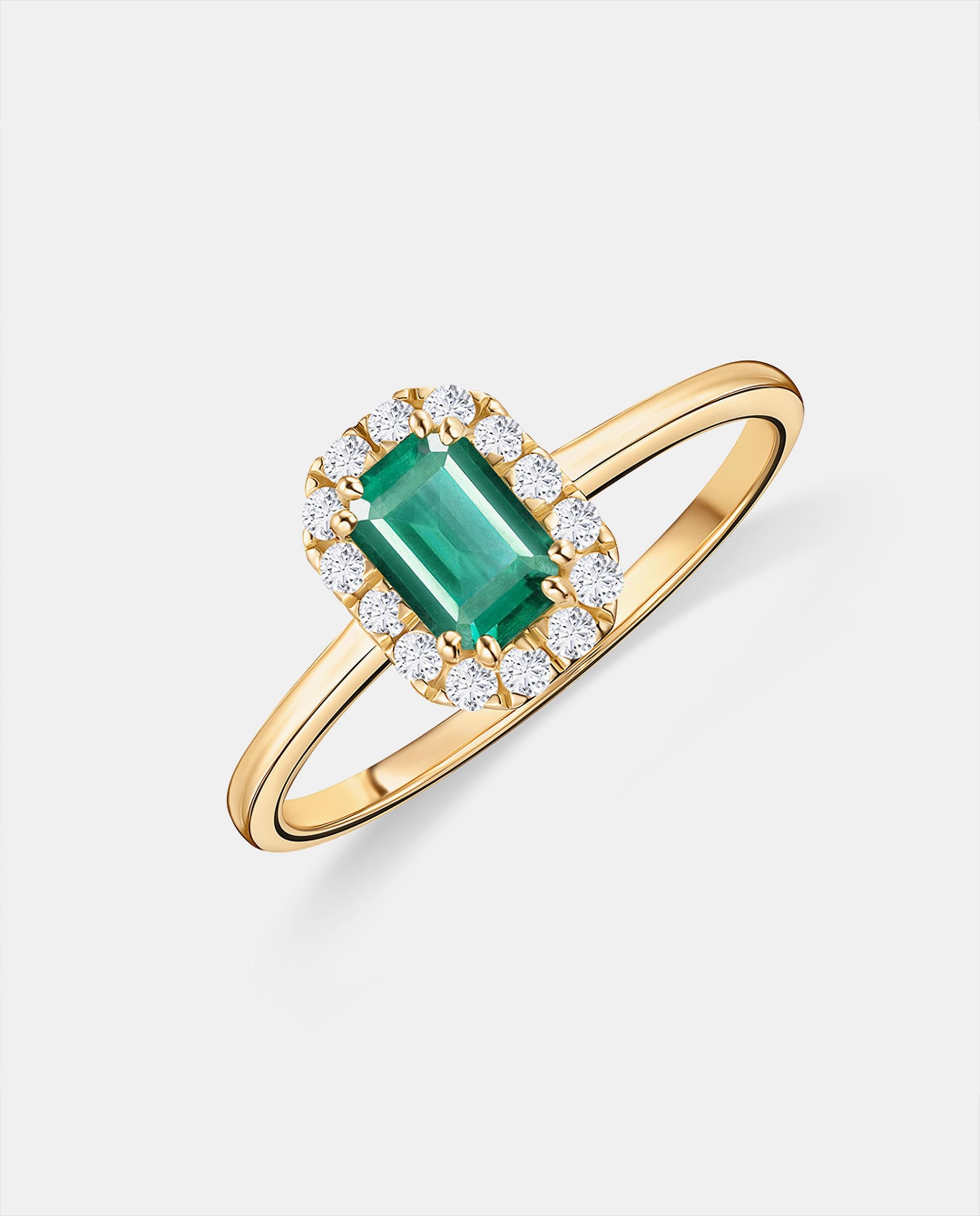 Imagen 0 de Sortija elizabeth de esmeralda y diamantes en oro amarillo de 18 kt Verde