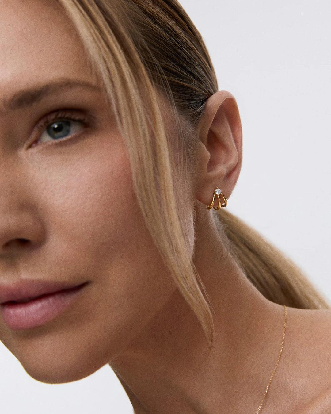 Imagen 2 de Pendientes liora bloom de diamantes en oro amarillo de 18 kt - MUMIT - Dorado Dorado