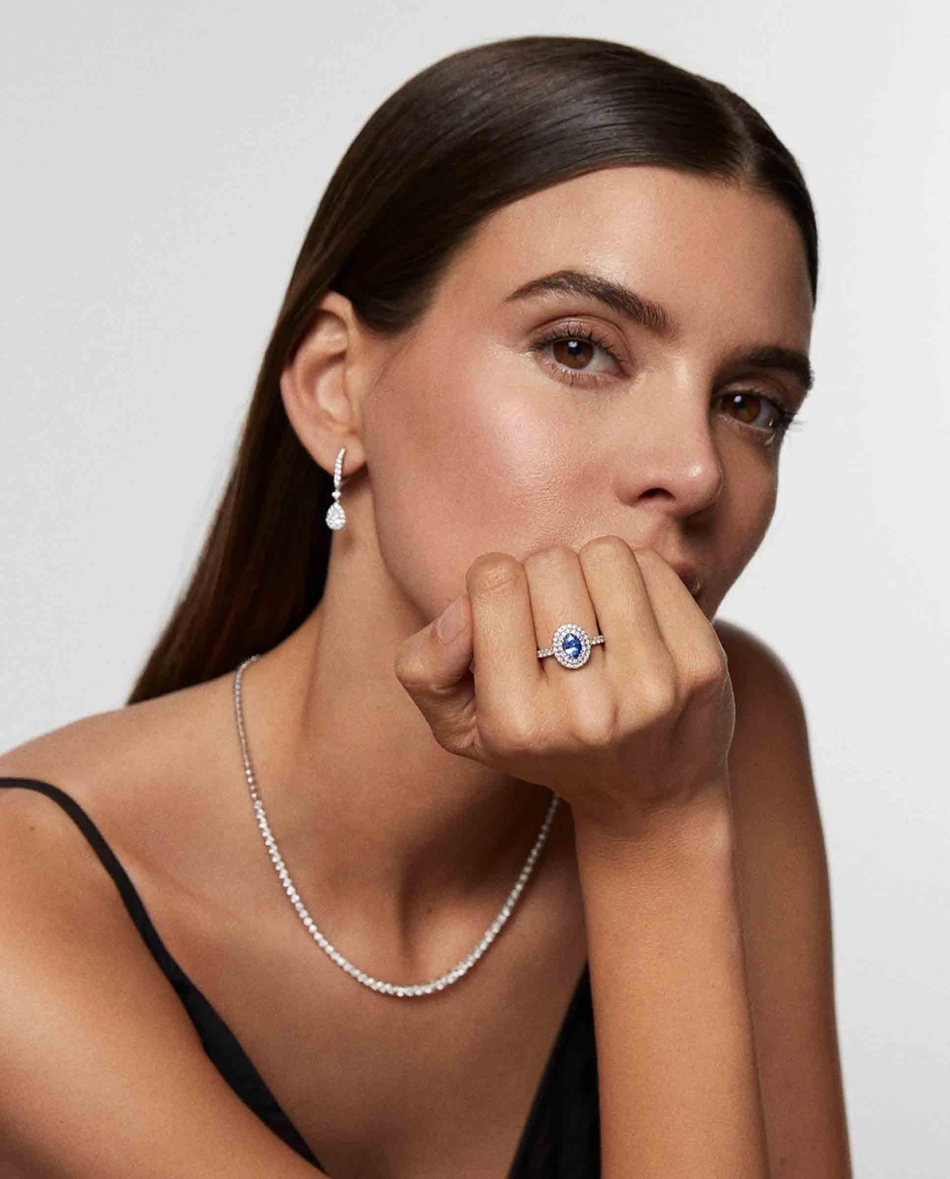Anillo dreams of ceylon de zafiro talla oval y diamantes en oro blanco de 18 kt - MUMIT - Azul índigo Azul índigo-3
