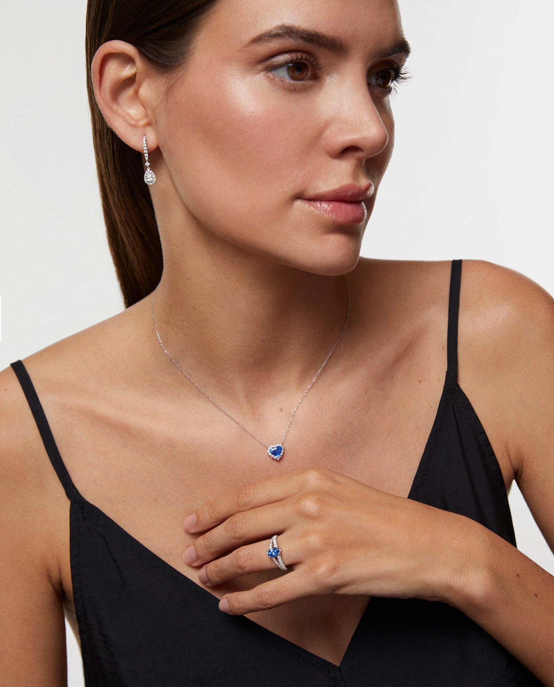 Anillo light of ceylon de zafiro y diamantes en oro blanco de 18 kt - MUMIT - Azul índigo Azul índigo-3