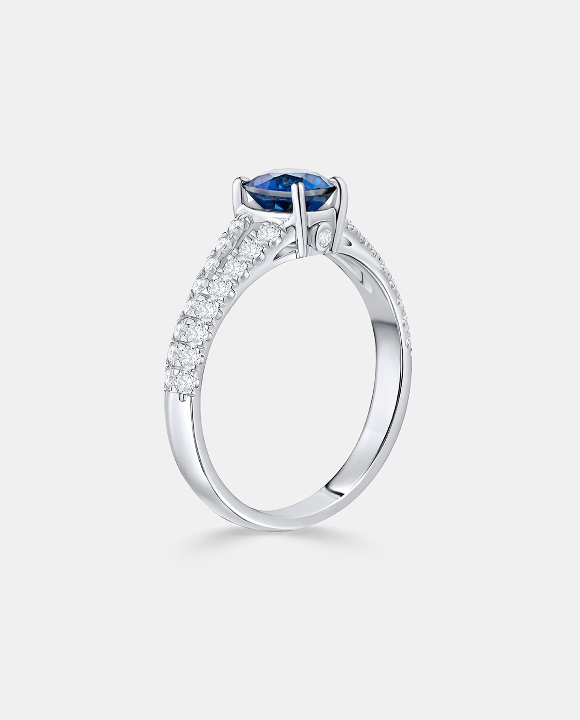 Anillo light of ceylon de zafiro y diamantes en oro blanco de 18 kt - MUMIT - Azul índigo Azul índigo-6
