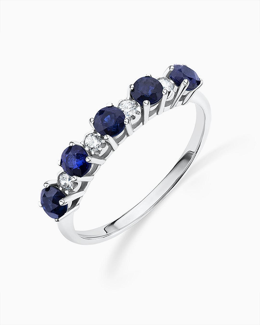 Imagen 0 de Sortija eternity colors diamonds de zafiros en oro blanco de 18 kt Azul