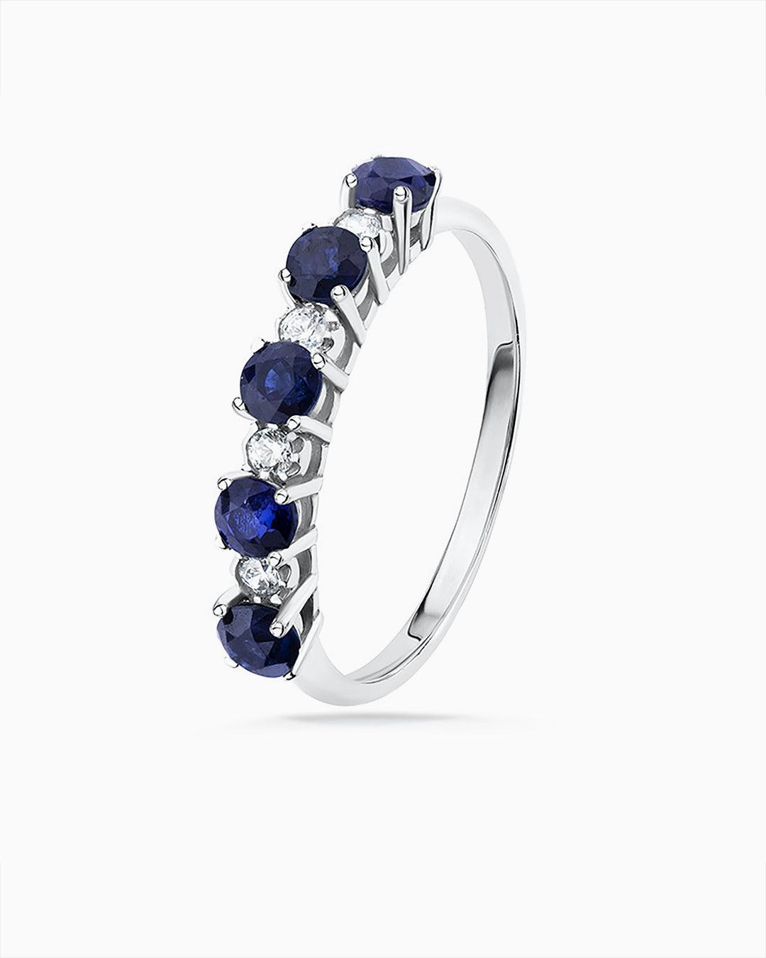Sortija eternity colors diamonds de zafiros en oro blanco de 18 kt - MUMIT - Azul Azul-4